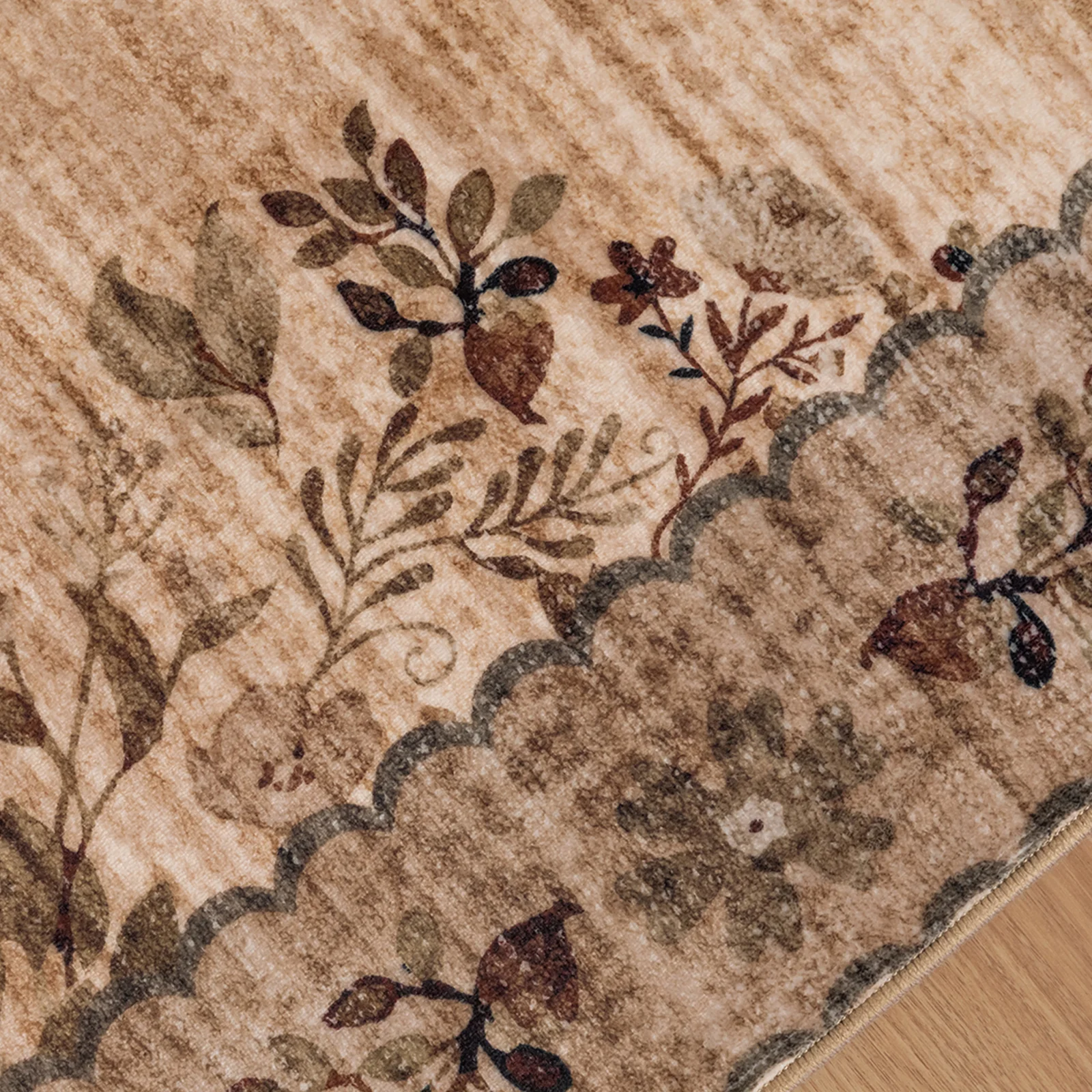 Extra Large Rug Brown Beige Bouquet Allover Neutral Modern Carpet Machine Washable Mat - Image 15
