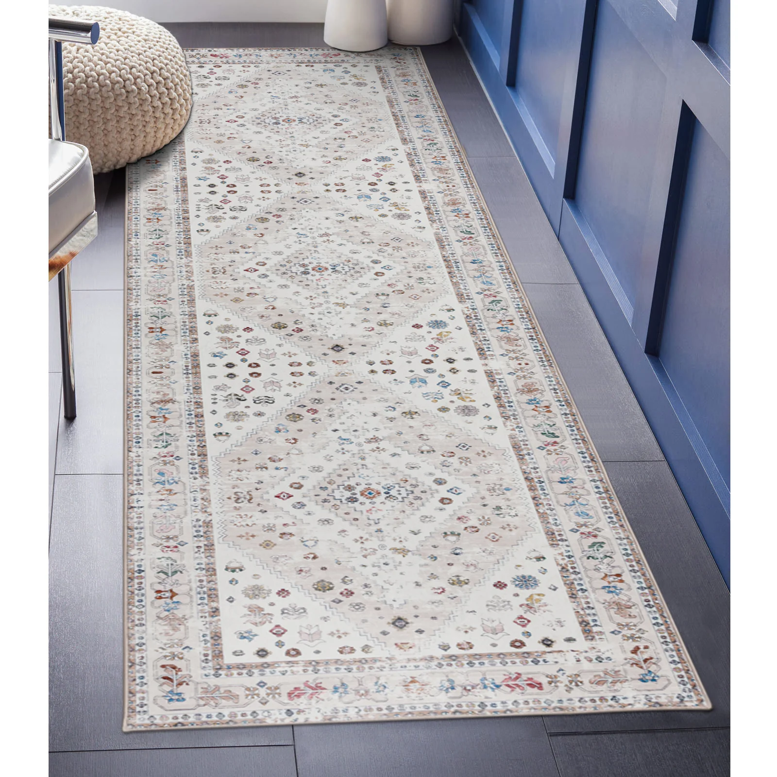Last 9 PCS Extra Large Floor Rug Beige Diamond Boho Machine Washable Carpet Modern Rugs Mat - Image 5