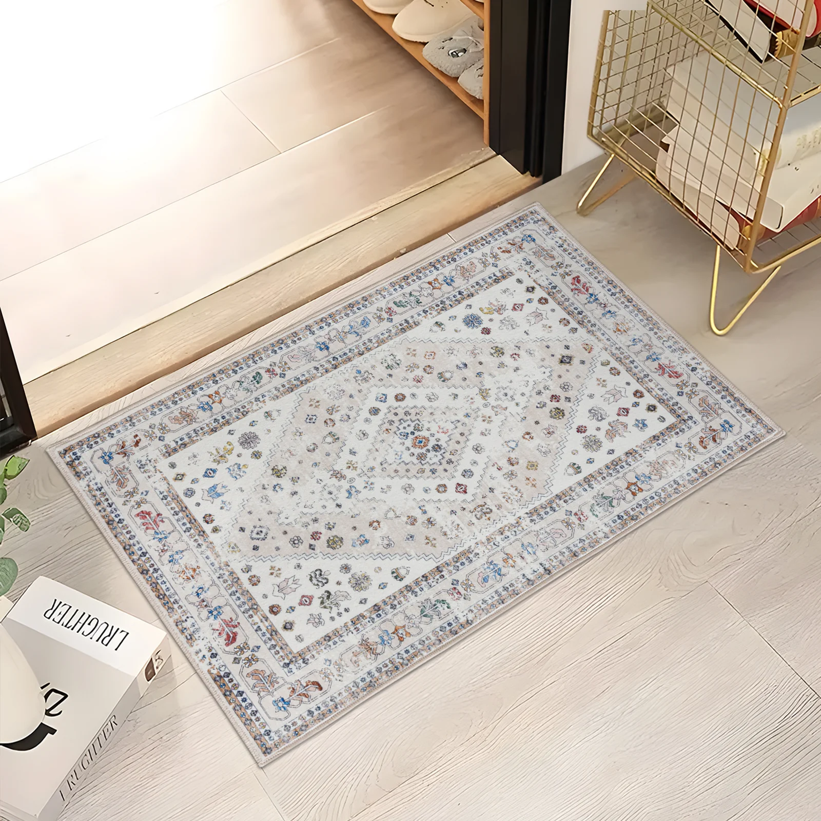 Last 9 PCS Extra Large Floor Rug Beige Diamond Boho Machine Washable Carpet Modern Rugs Mat - Image 6