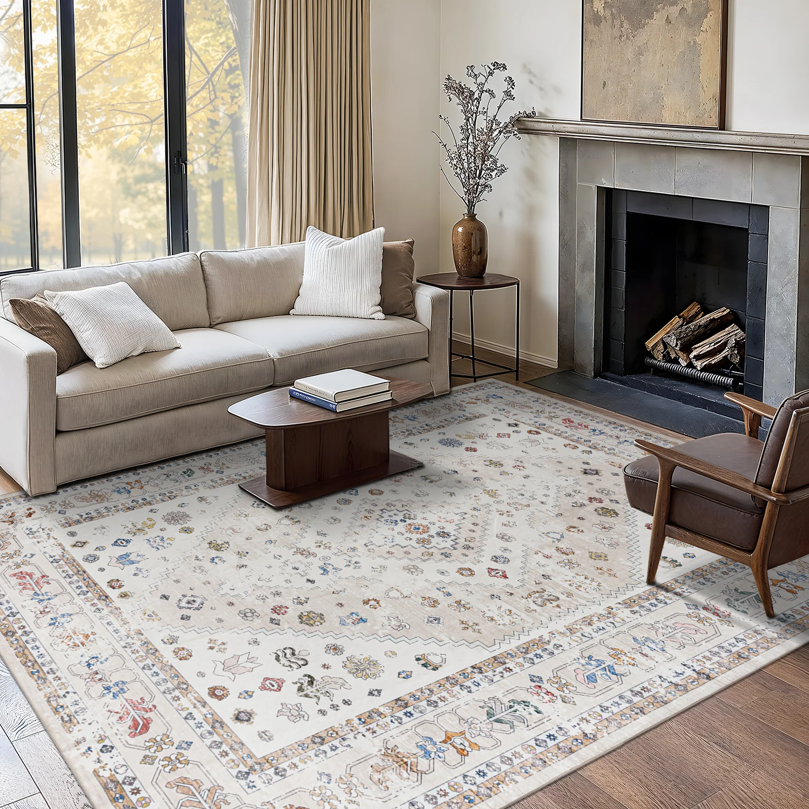 Last 9 PCS Extra Large Floor Rug Beige Diamond Boho Machine Washable Carpet Modern Rugs Mat - Image 8