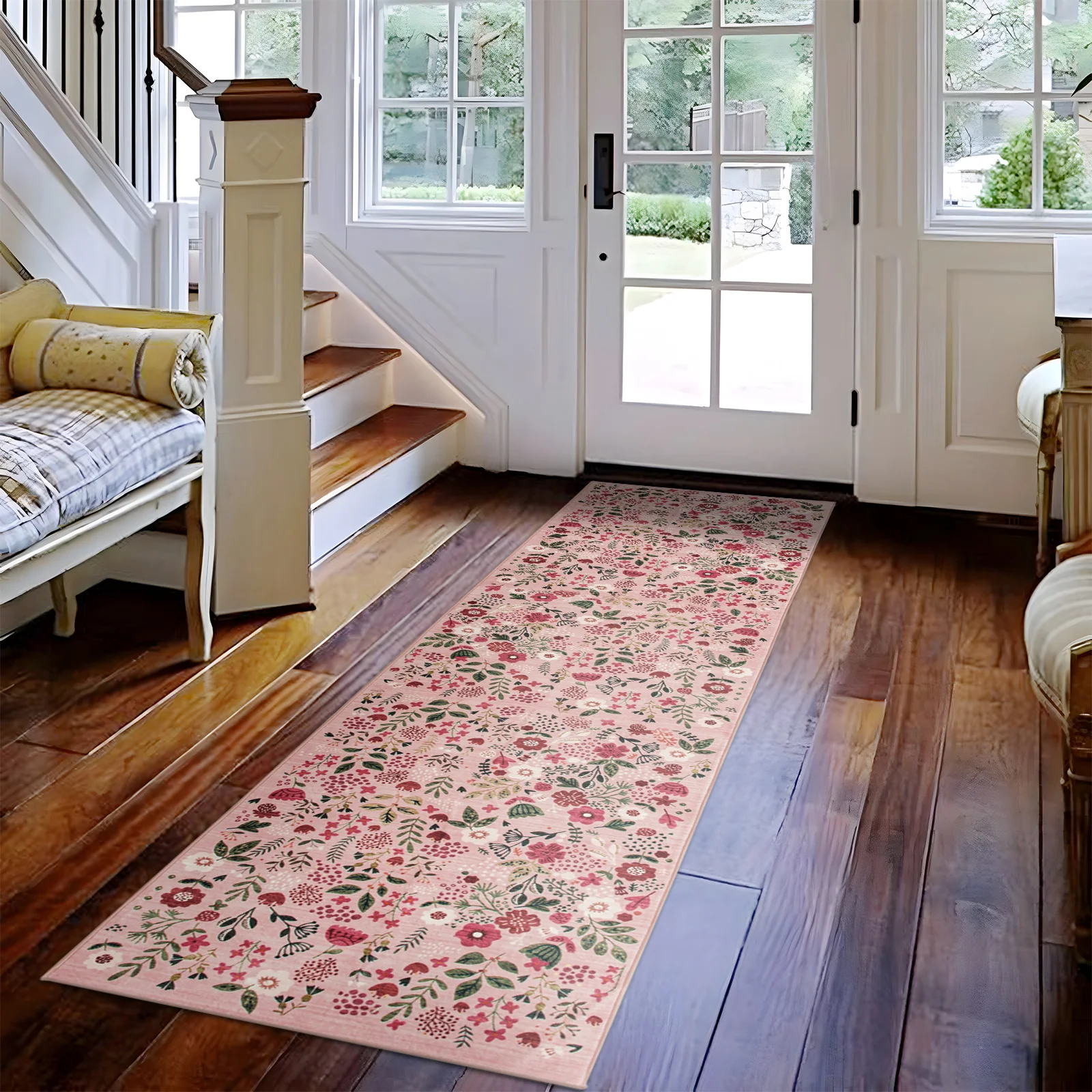 Extra Large Rug Peach Pink Jungle Girls Room Carpet Tropical Floral Mat Machine Washable Runner Rugs - Image 11