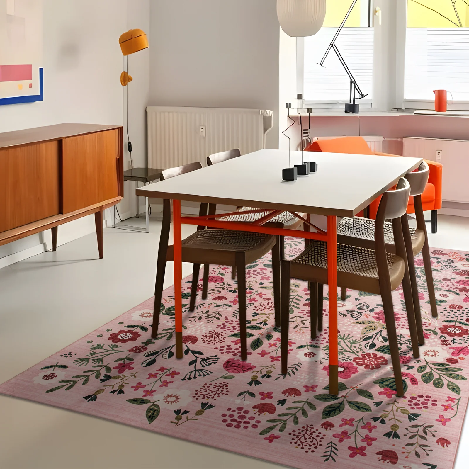 Extra Large Rug Peach Pink Jungle Girls Room Carpet Tropical Floral Mat Machine Washable Runner Rugs - Image 5