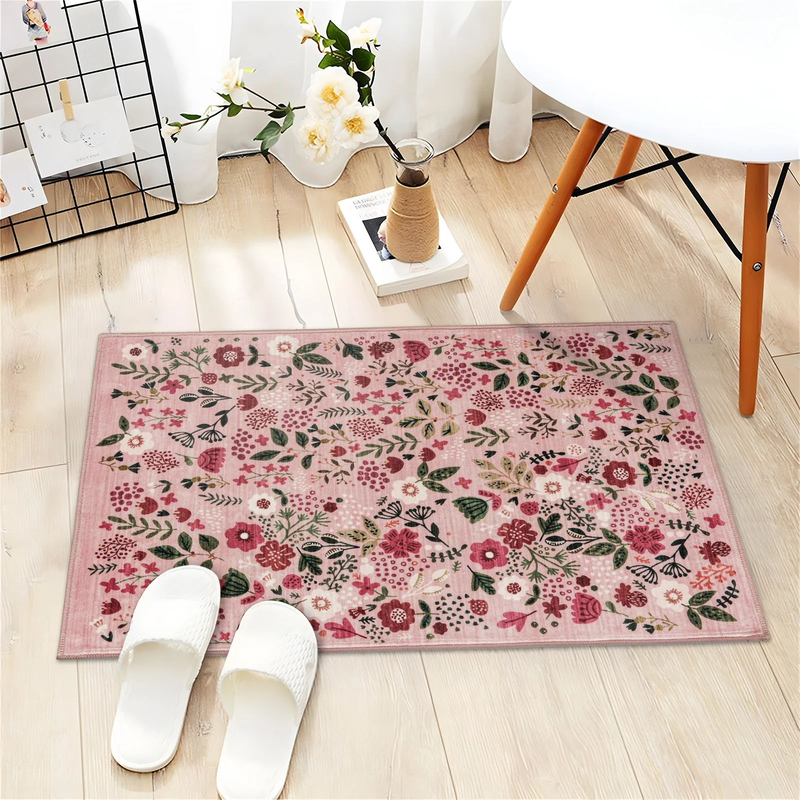 Extra Large Rug Peach Pink Jungle Girls Room Carpet Tropical Floral Mat Machine Washable Runner Rugs - Image 8