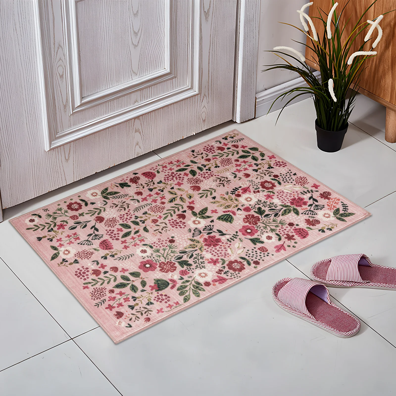 Extra Large Rug Peach Pink Jungle Girls Room Carpet Tropical Floral Mat Machine Washable Runner Rugs - Image 9