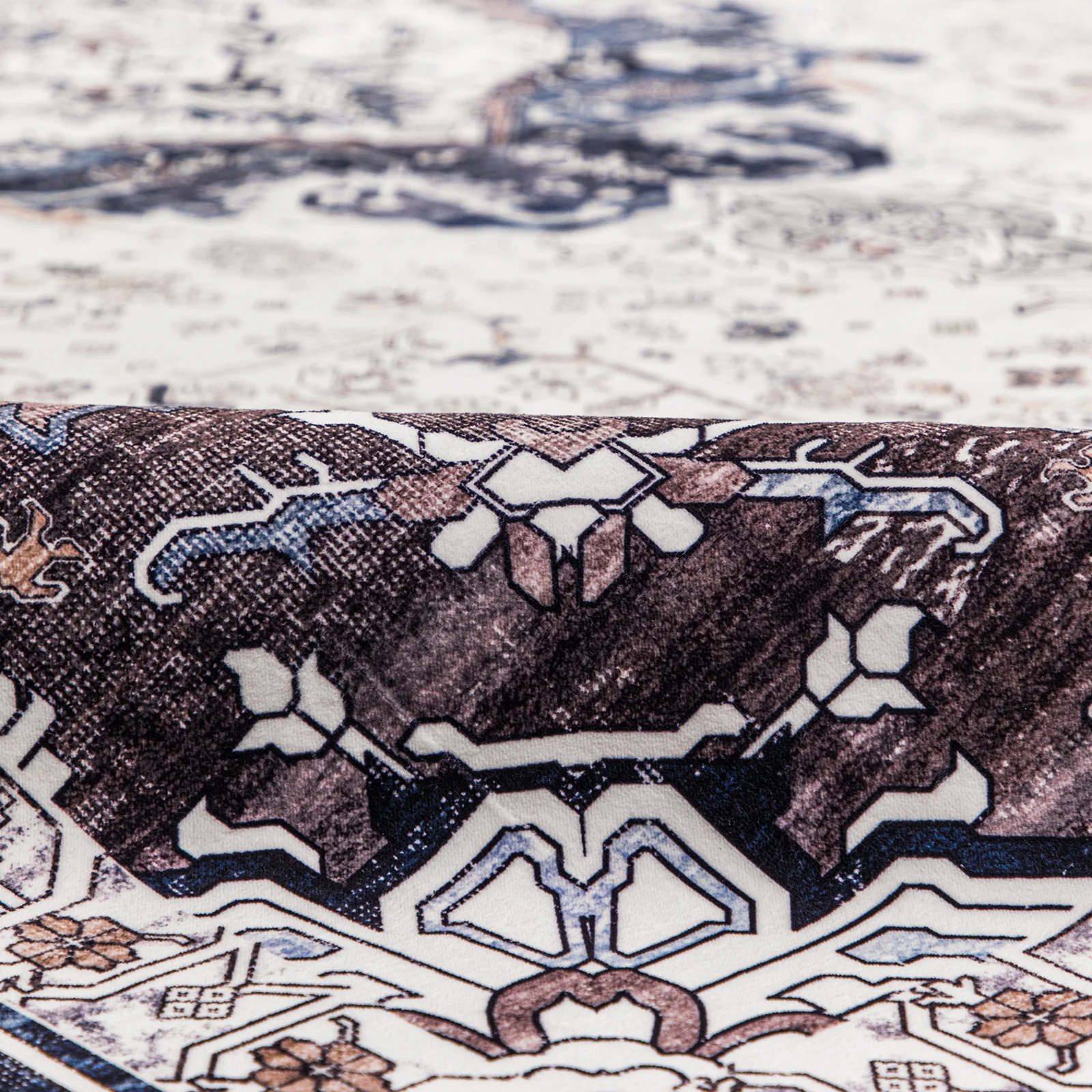 Extra Large Rug Blue Ivory Beautiful Allover Traditional Carpet Machine Washable Mat - Image 17