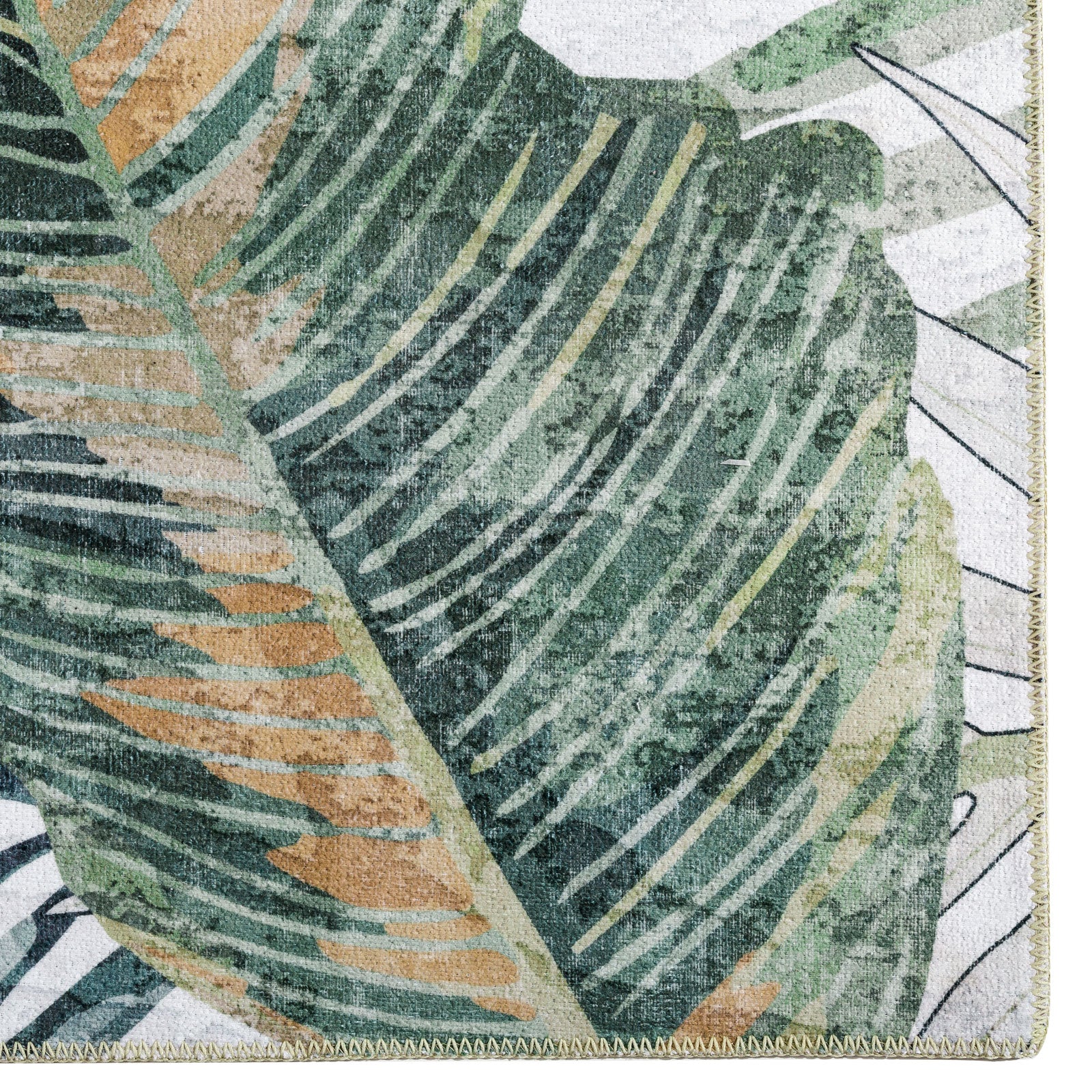 Extra Large Rug Tropical Leaves Subtle Green Modern Carpet Corridor Rugs Machine Washable - Image 15