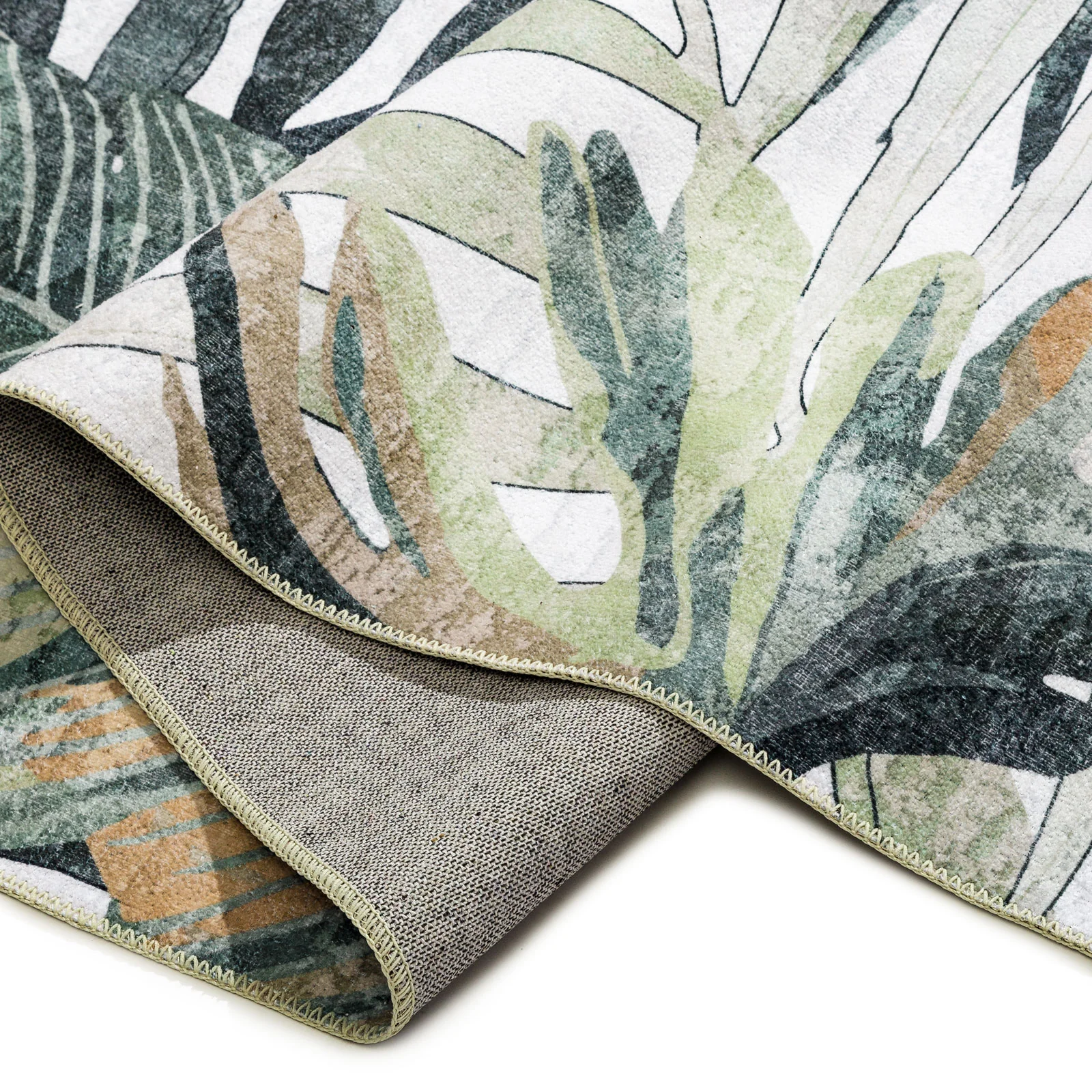 Extra Large Rug Tropical Leaves Subtle Green Modern Carpet Corridor Rugs Machine Washable - Image 17