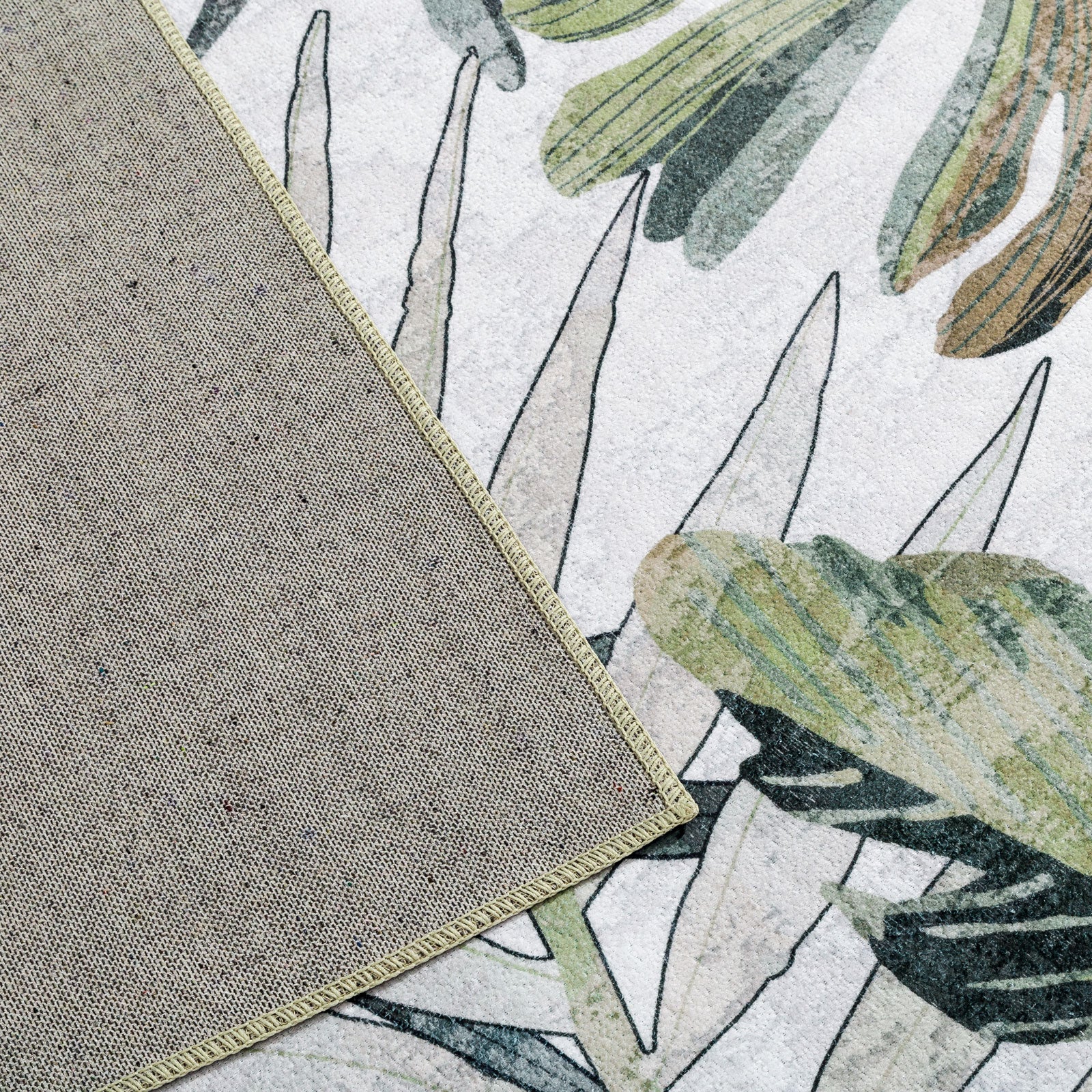 Extra Large Rug Tropical Leaves Subtle Green Modern Carpet Corridor Rugs Machine Washable - Image 18