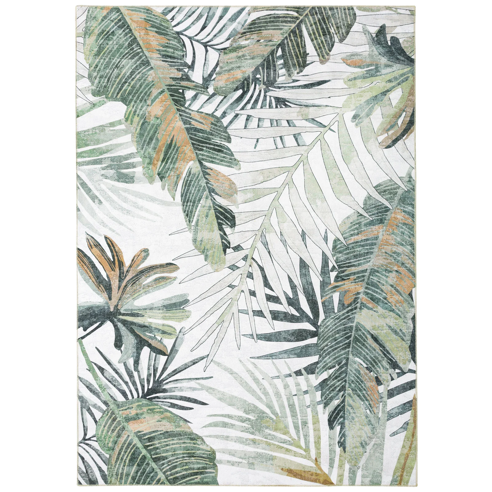Extra Large Rug Tropical Leaves Subtle Green Modern Carpet Corridor Rugs Machine Washable - Image 9