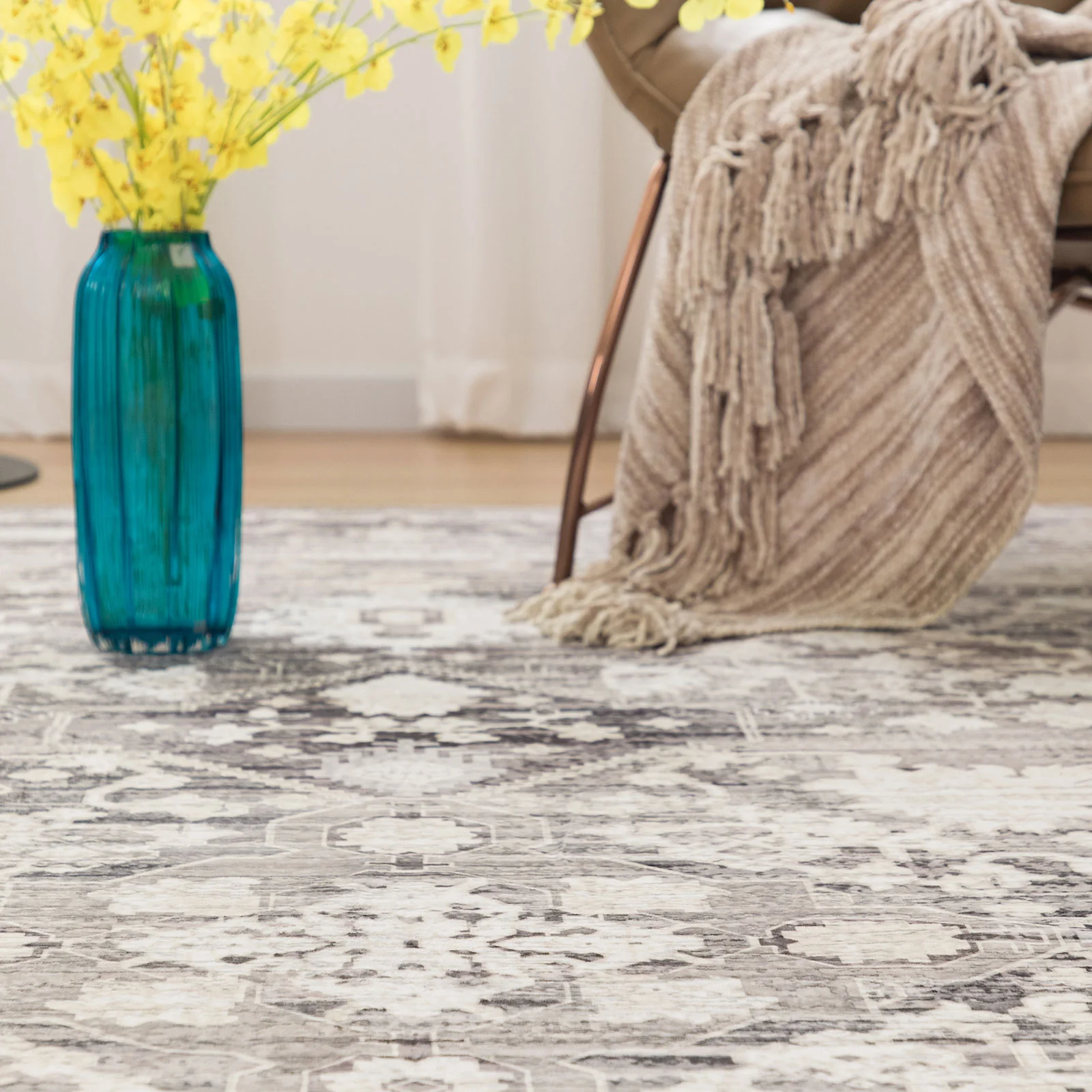 Clearance Extra Large Rugs Beige Grey Beautiful Neutral Floor Carpet Diamond Machine Washable Rugs - Image 20