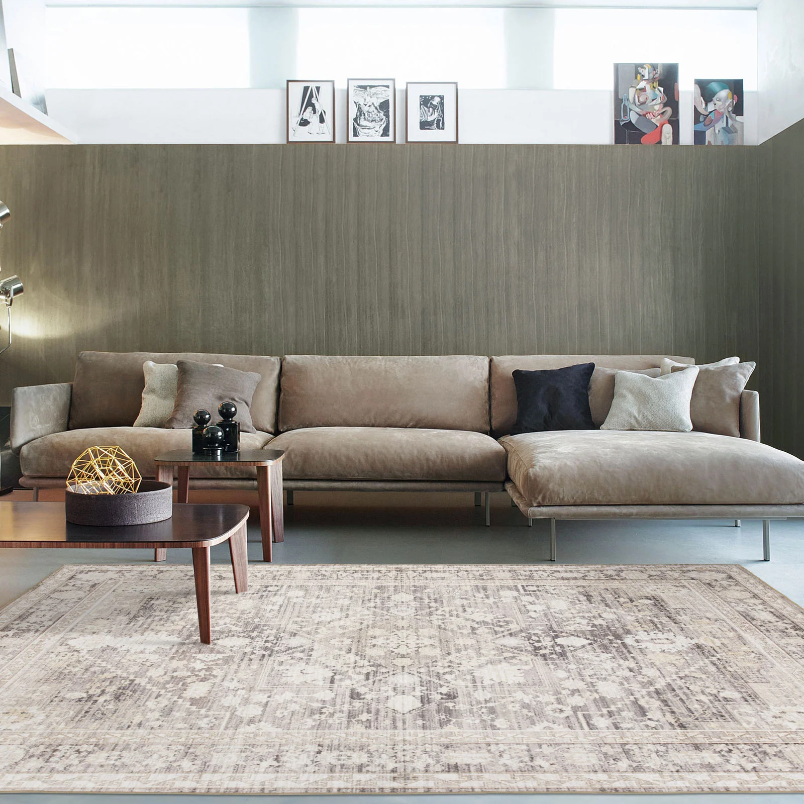Clearance Extra Large Rugs Beige Grey Beautiful Neutral Floor Carpet Diamond Machine Washable Rugs - Image 6