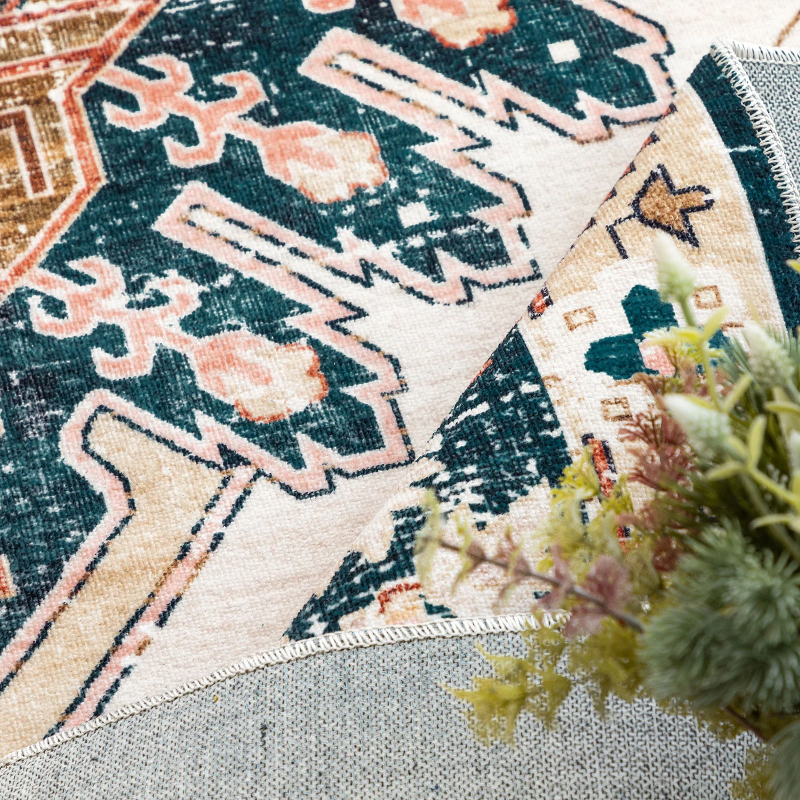 Clearance Extra Large Rugs Blue Pink Soft Distressed Vintage Traditional Carpet Hall Runner Machine Washable - Image 11