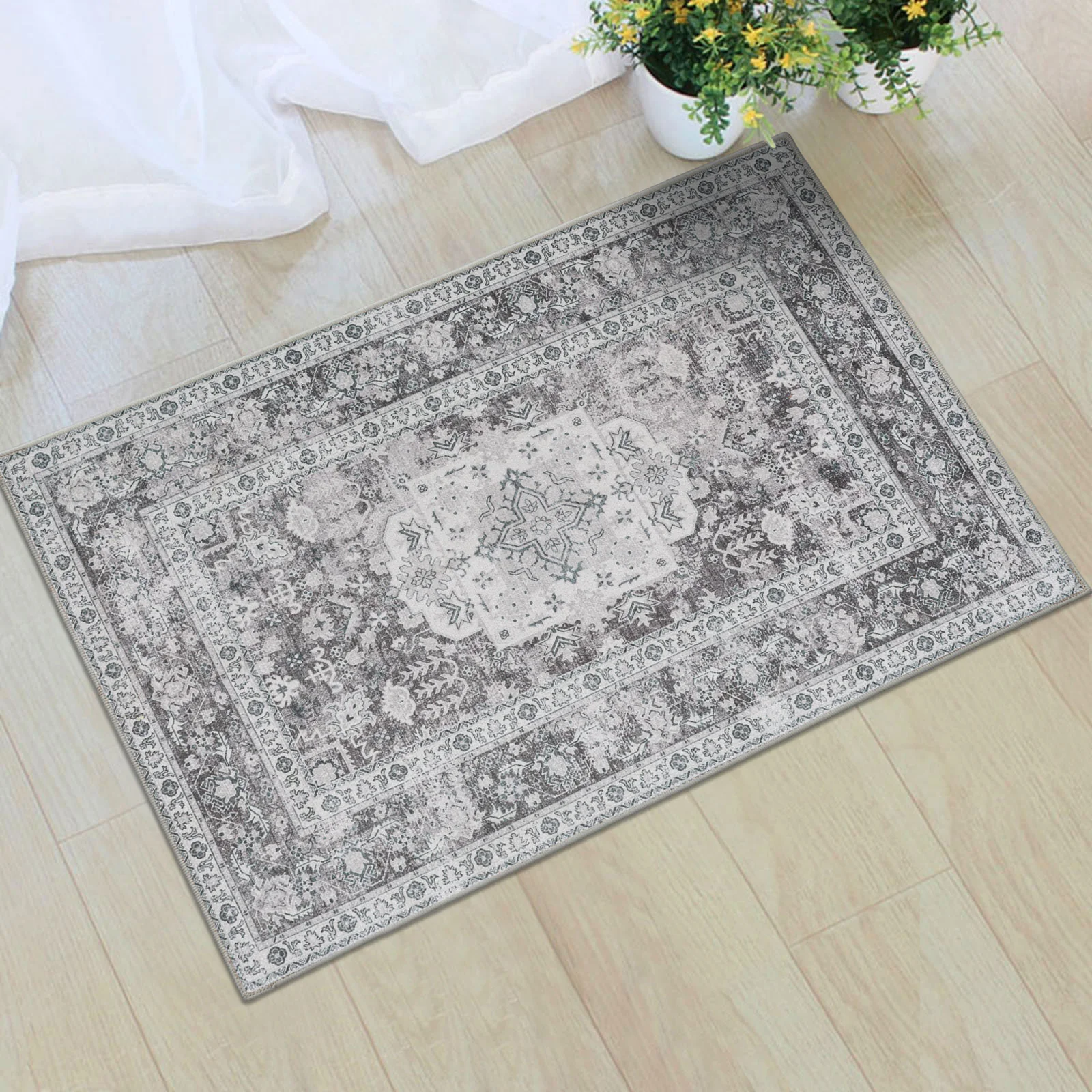Clearance Extra Large Rugs Light Gray Distressed Allover Carpet  Runner Machine Washable Thick Warm Mat - Image 14