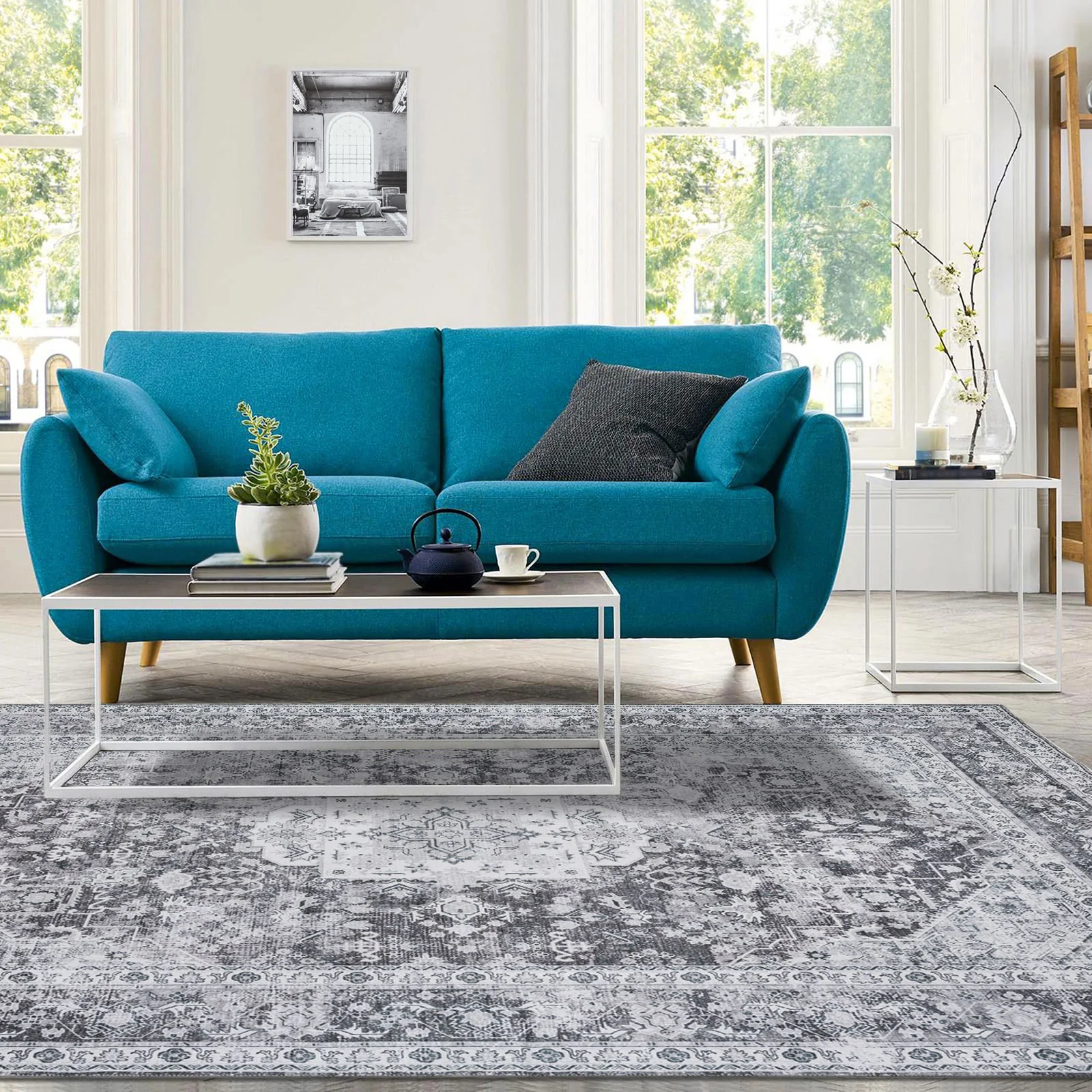 Clearance Extra Large Rugs Light Gray Distressed Allover Carpet  Runner Machine Washable Thick Warm Mat - Image 6
