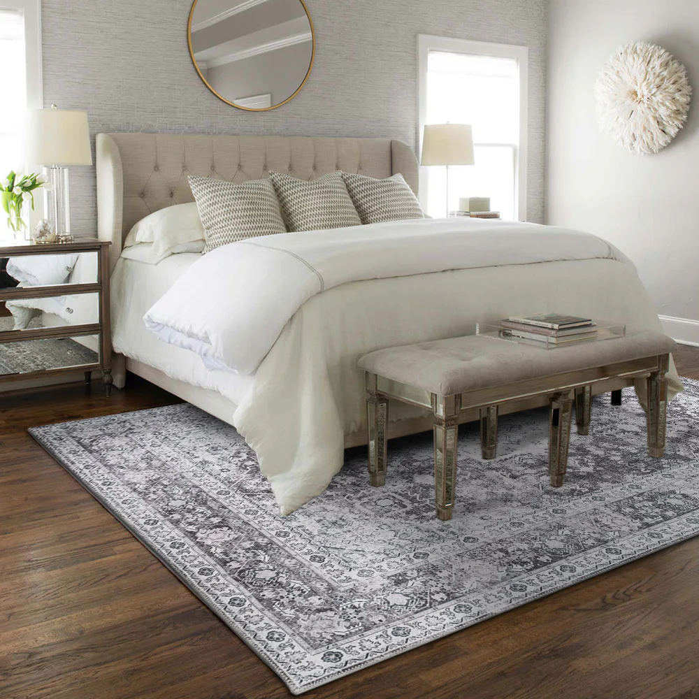 Clearance Extra Large Rugs Light Gray Distressed Allover Carpet  Runner Machine Washable Thick Warm Mat - Image 7