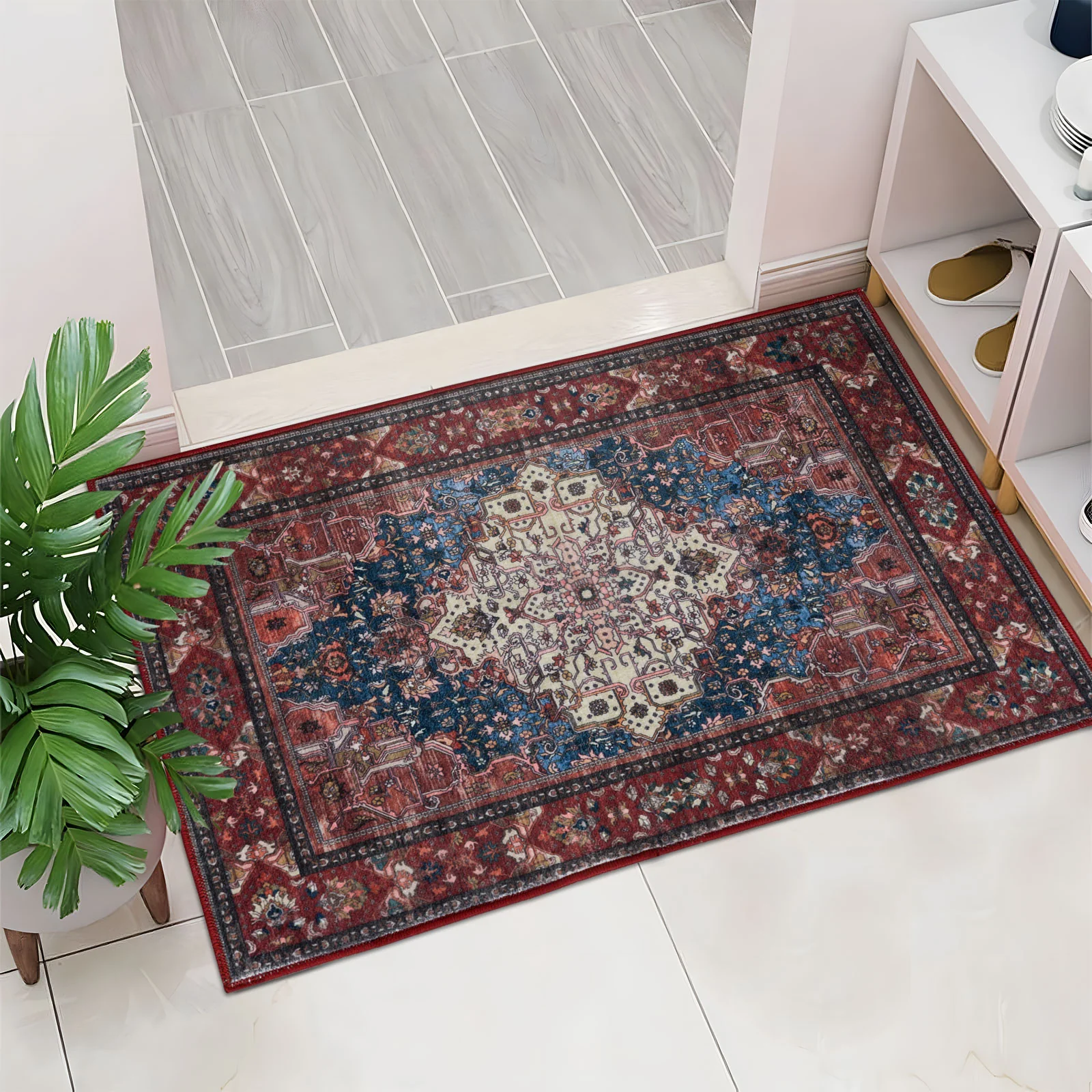 Flash Deal Extra Large Area Rug Vintage Red Soft Plush Non Slip Lounges Carpet Machine Washable Mat Corridor Runner - Image 13