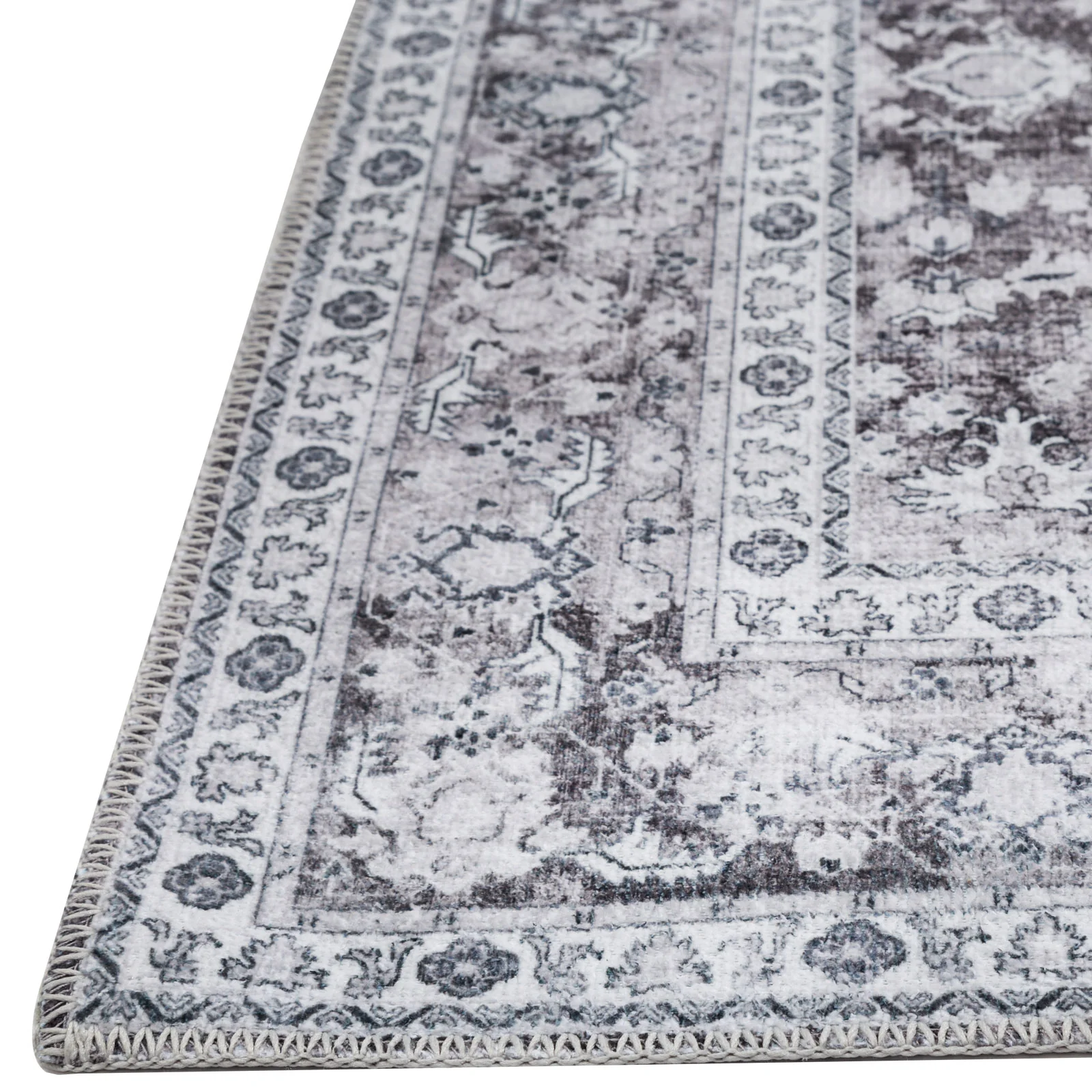 Grey Hallway Runner Beautiful Floral Corridor Runner Machine Washable Rug 80x300cm - Image 5