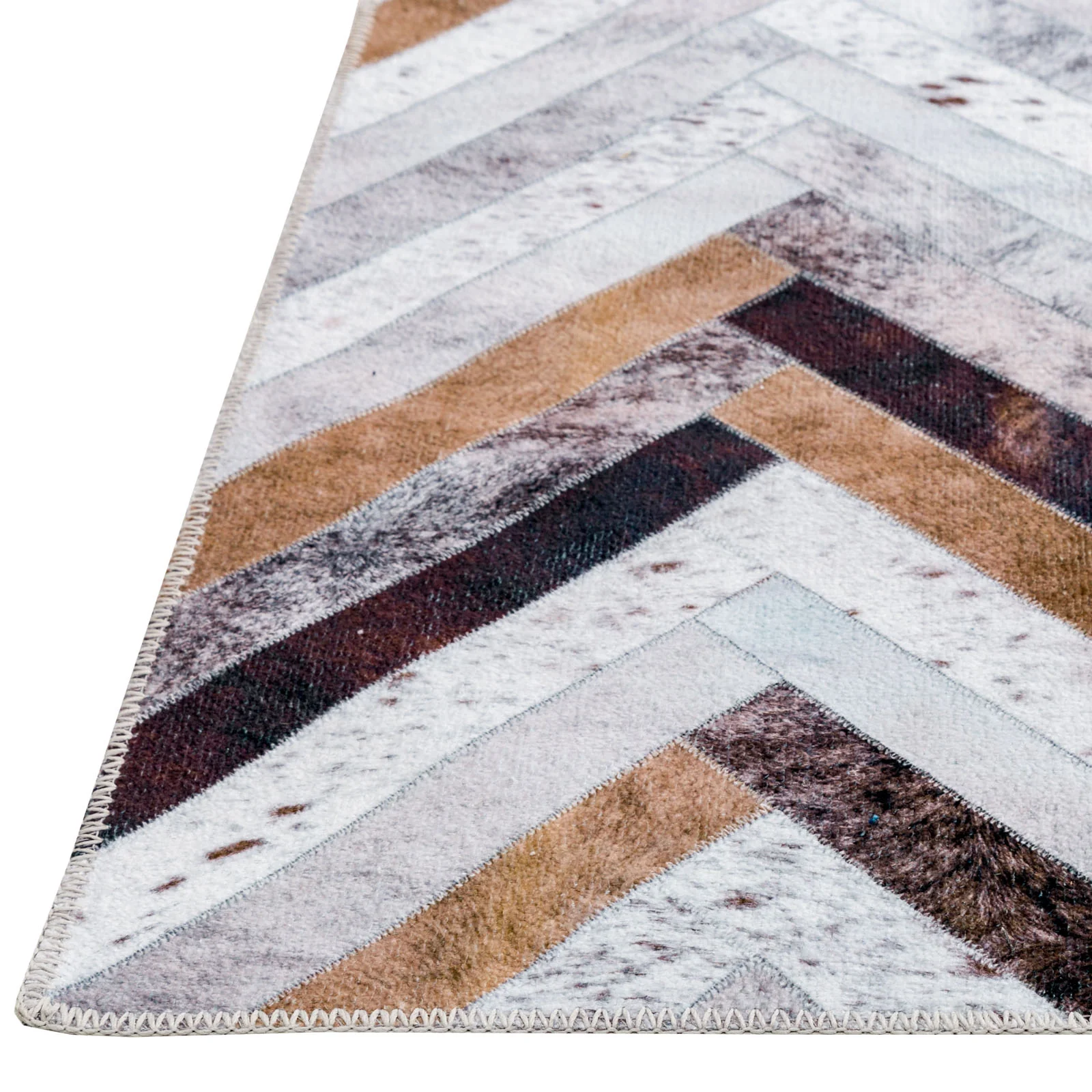 Hallway Runner Faux Cowhide Zigzag Corridor Runners Non Slip Carpet Washable 80x300cm CON05 - Image 3