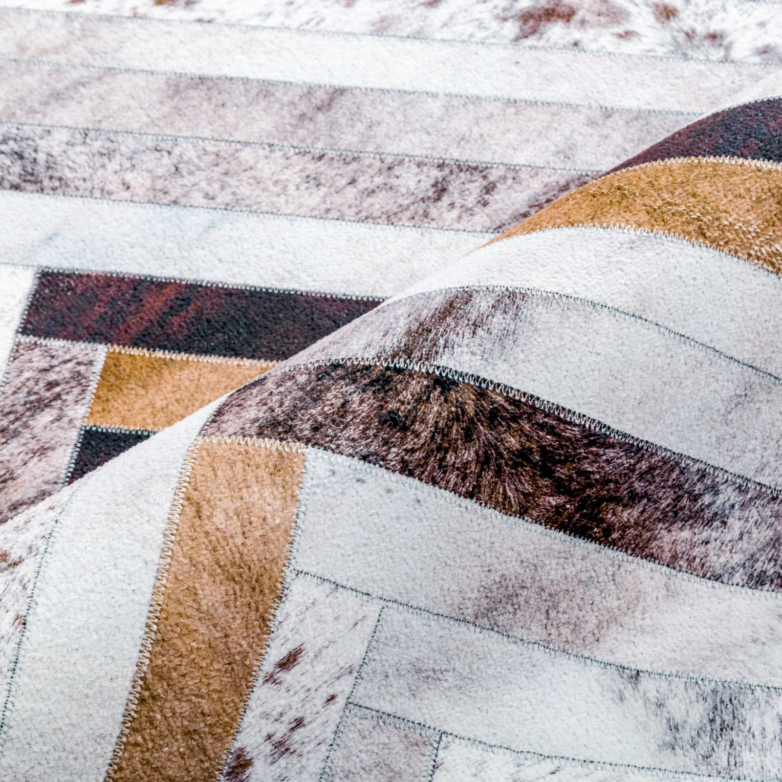 Hallway Runner Faux Cowhide Zigzag Corridor Runners Non Slip Carpet Washable 80x300cm CON05 - Image 5