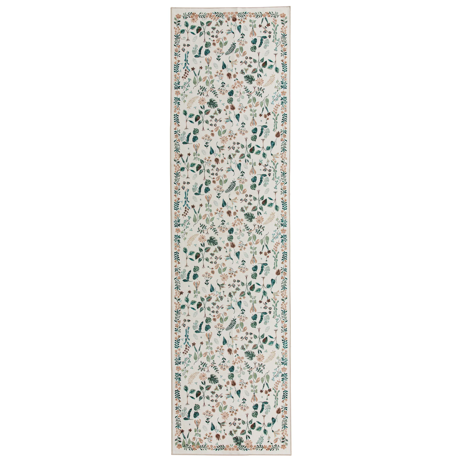 Ivory White Tropical Runner Rug Plush Long Runner Rug Botanical Mat 80x300cm - Image 2
