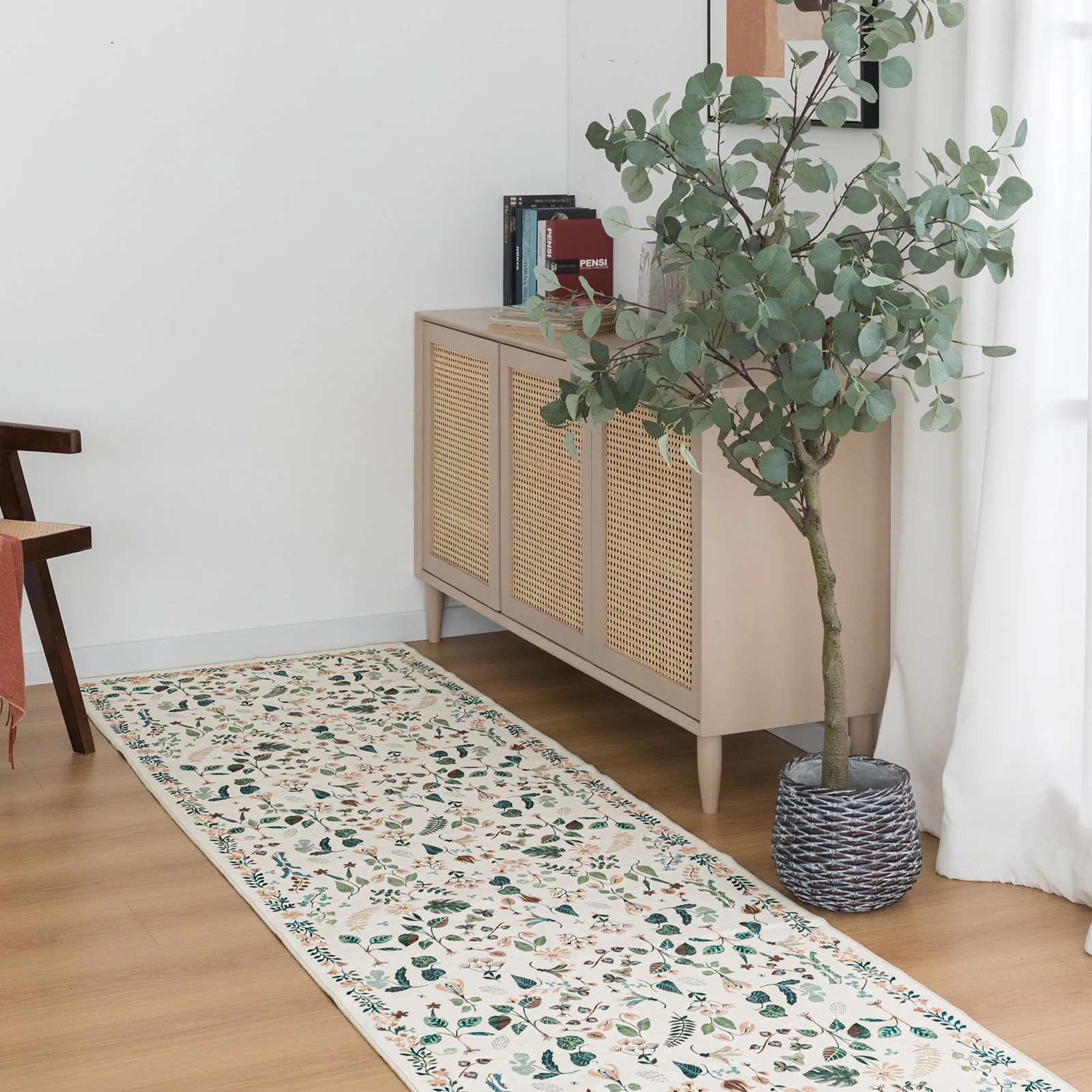 Ivory White Tropical Runner Rug Plush Long Runner Rug Botanical Mat 80x300cm - Image 4