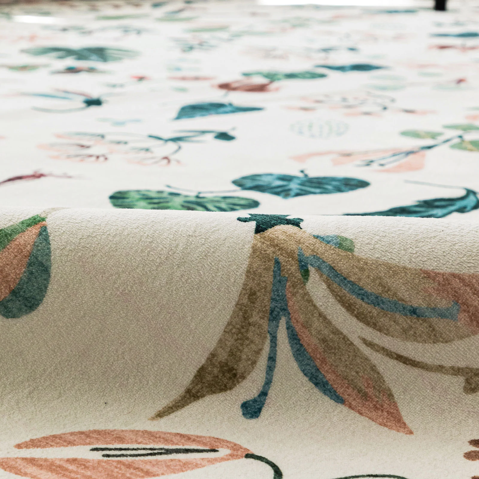 Ivory White Tropical Runner Rug Plush Long Runner Rug Botanical Mat 80x300cm - Image 7