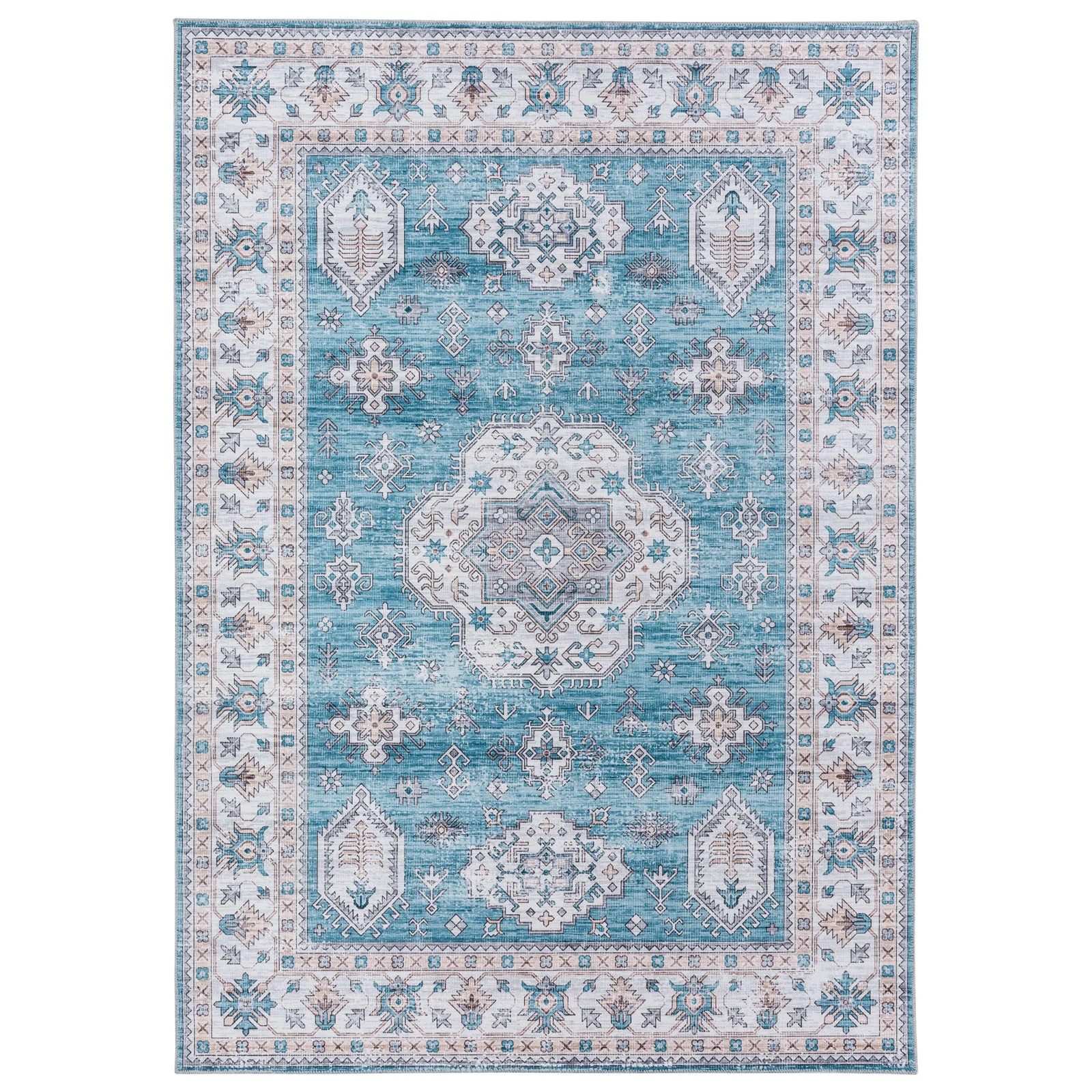 Clearance Large Aqua Blue Rug Allover Beautiful Tribal Carpet Non Slip Machine Washable  Hallway Runner washable Mat - Image 15