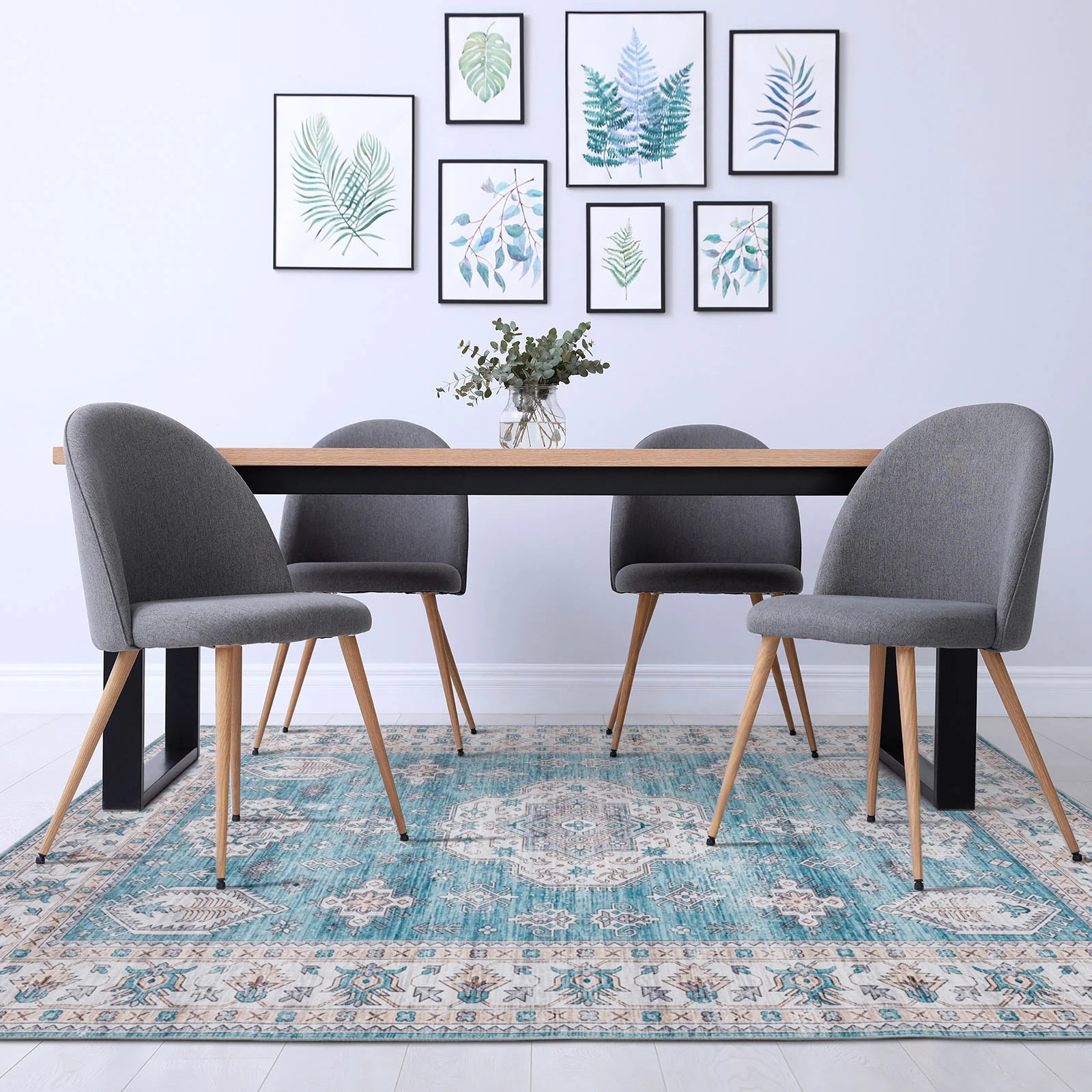 Clearance Large Aqua Blue Rug Allover Beautiful Tribal Carpet Non Slip Machine Washable  Hallway Runner washable Mat - Image 4