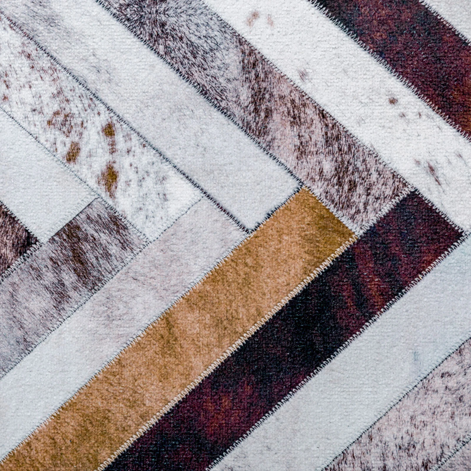 Large Faux Cowhide Rug Grey Brown Striped Calf Hide Modern Carpet Machine Washable Rugs - Image 7