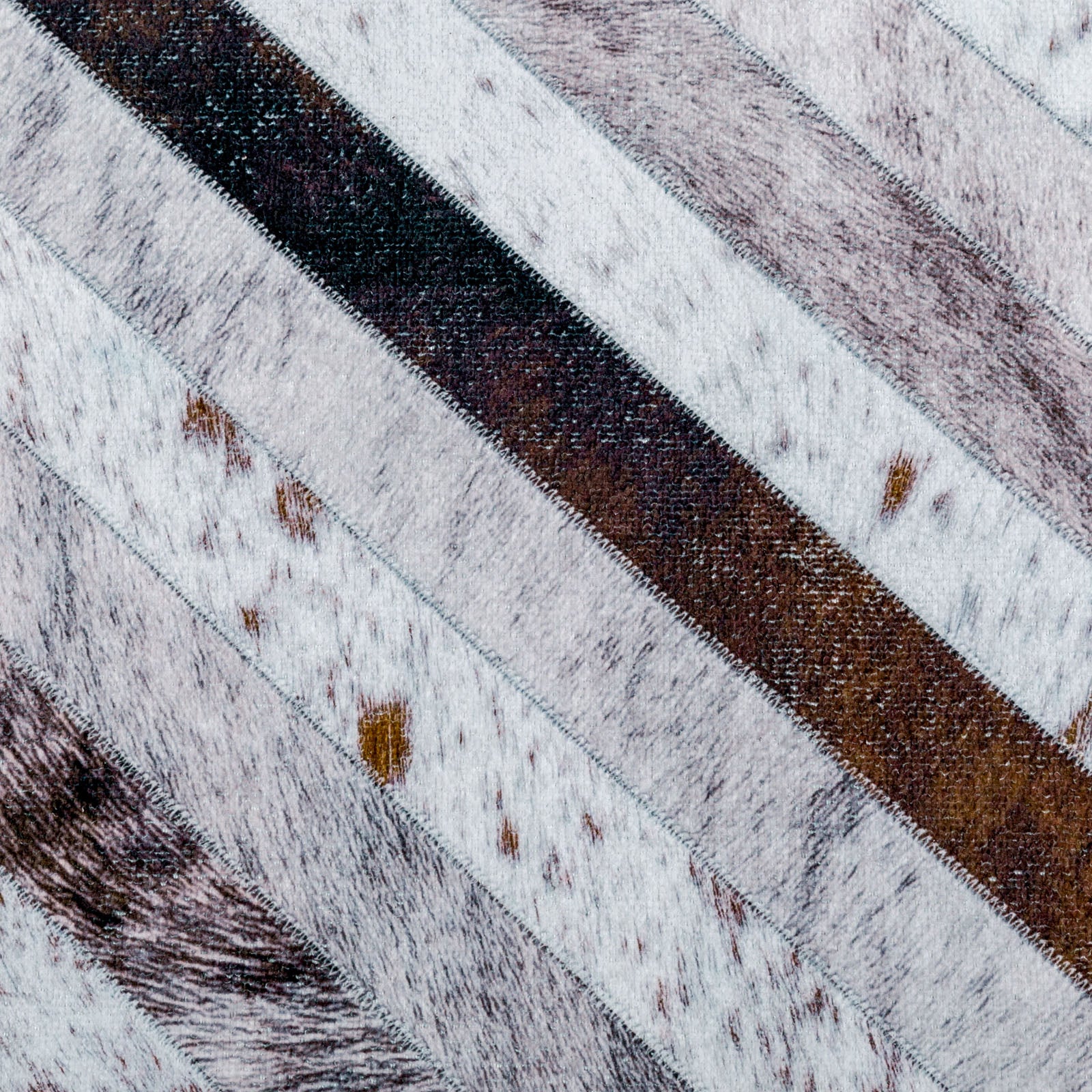 Large Rug Brown Grey Zig Zag Striped Faux Cowhide Patchwork Carpet Machine Washable Runner 5 Size - Image 8
