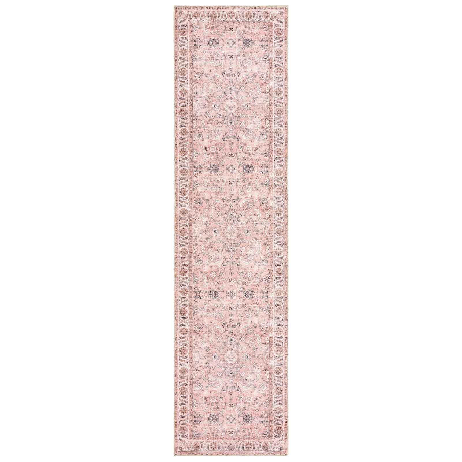 Large Rug Dusty Pink Beautiful Allover Distressed High Traffic Carpet Runner Machine Washable - Image 10