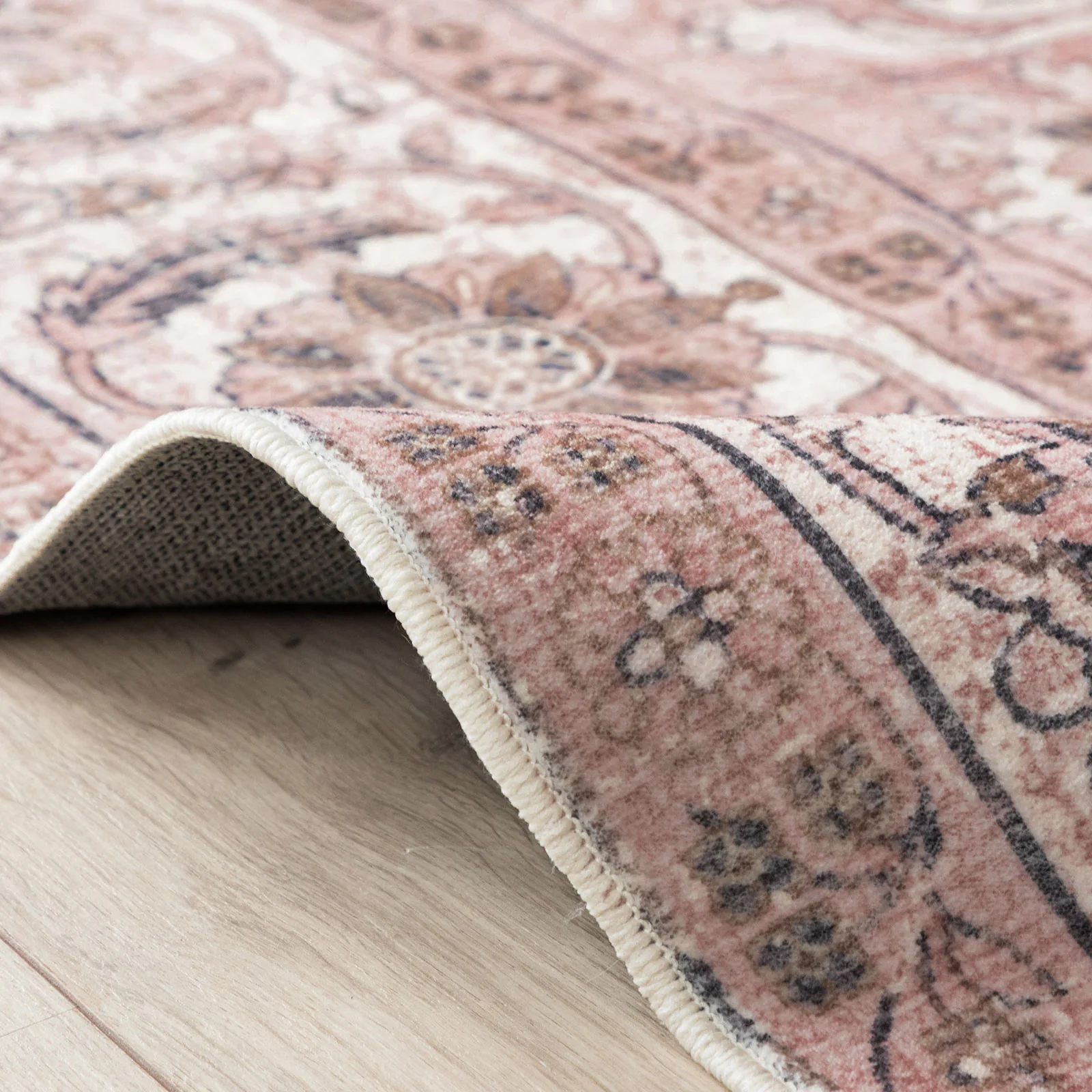 Large Rug Dusty Pink Beautiful Allover Distressed High Traffic Carpet Runner Machine Washable - Image 15