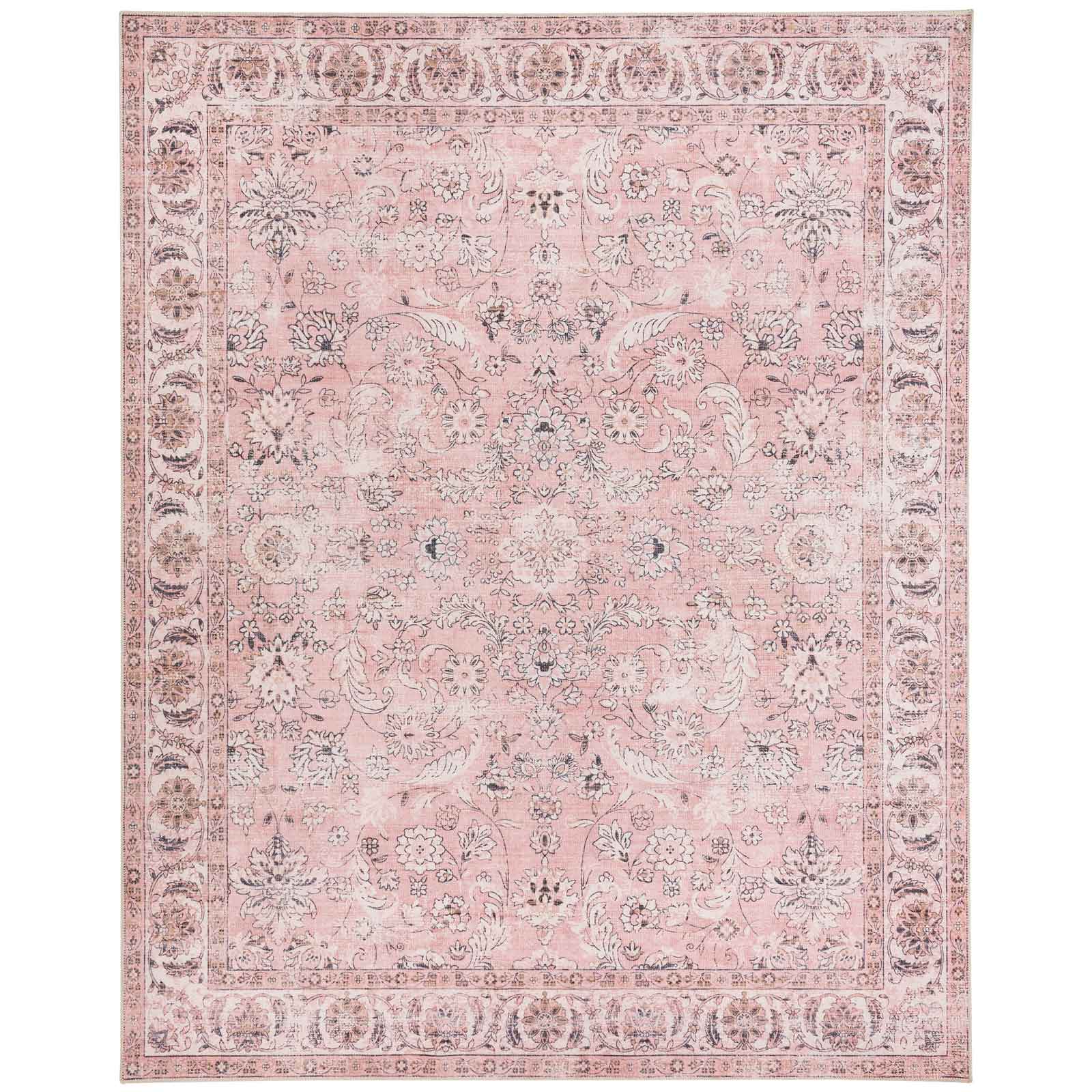 Large Rug Dusty Pink Beautiful Allover Distressed High Traffic Carpet Runner Machine Washable - Image 9
