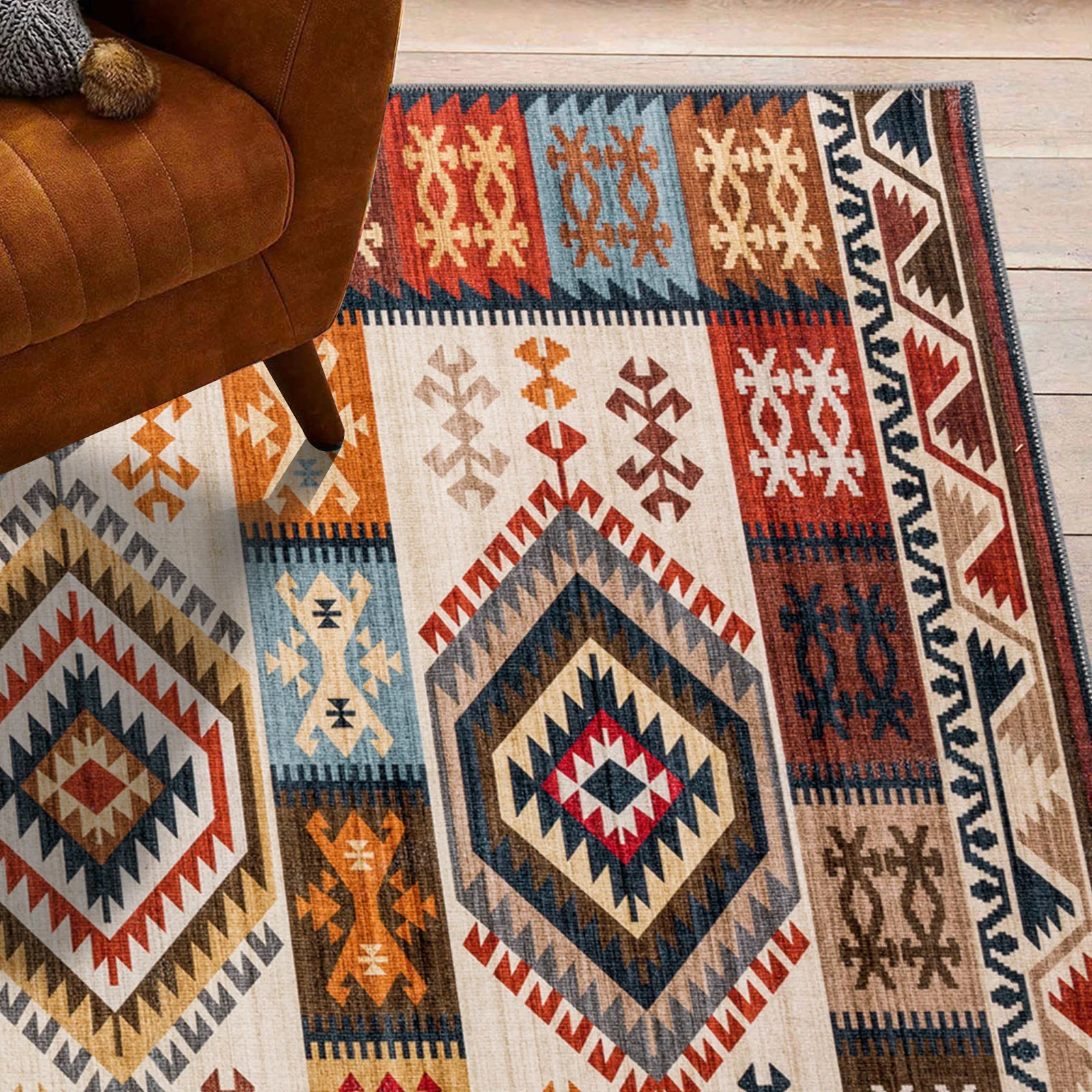 Flash Deal Extra Large Rug Multi Color Soft Diamond Kilim Carpet Beautiful Machine Washable Hallway Runner 5 Size - Image 3