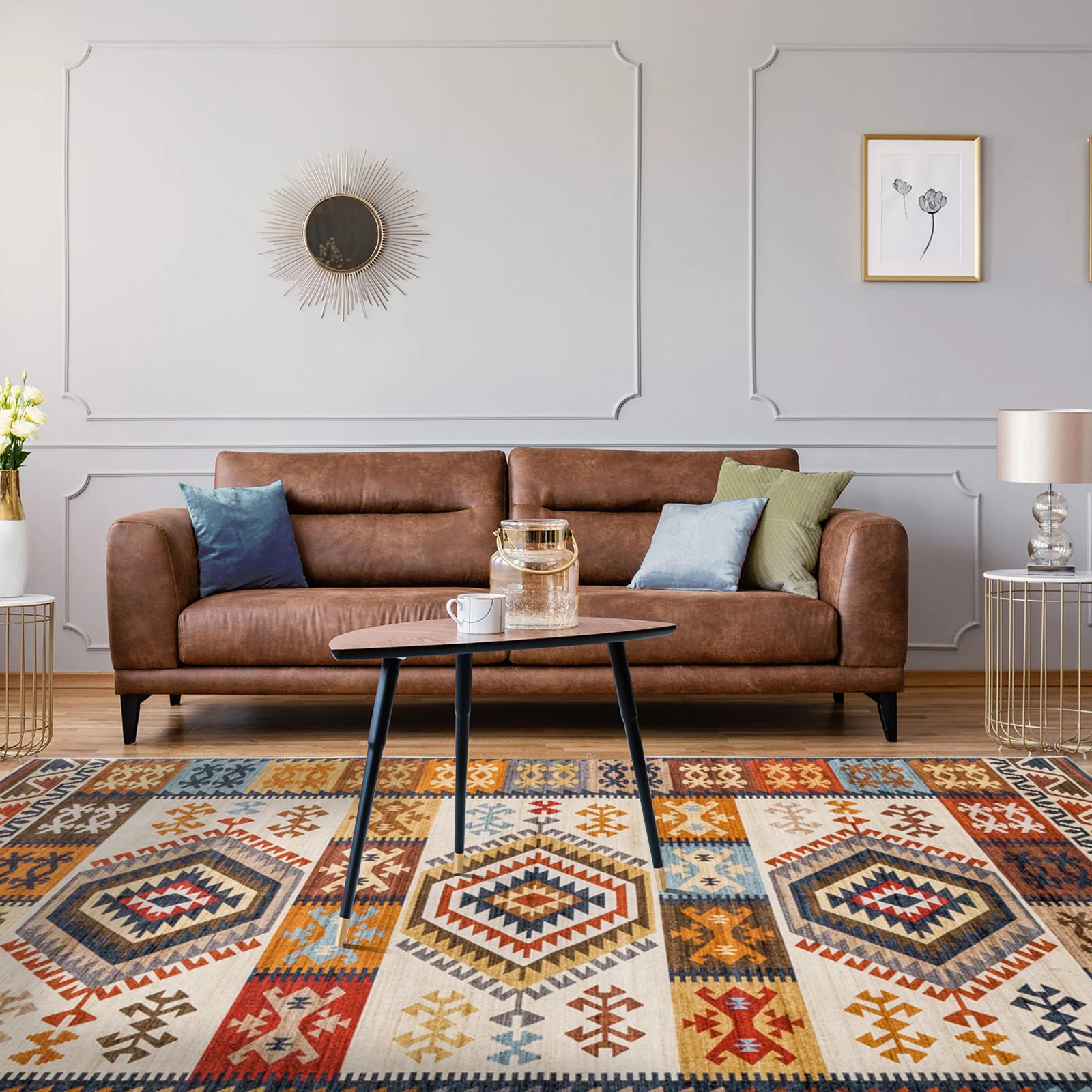 Flash Deal Extra Large Rug Multi Color Soft Diamond Kilim Carpet Beautiful Machine Washable Hallway Runner 5 Size - Image 7