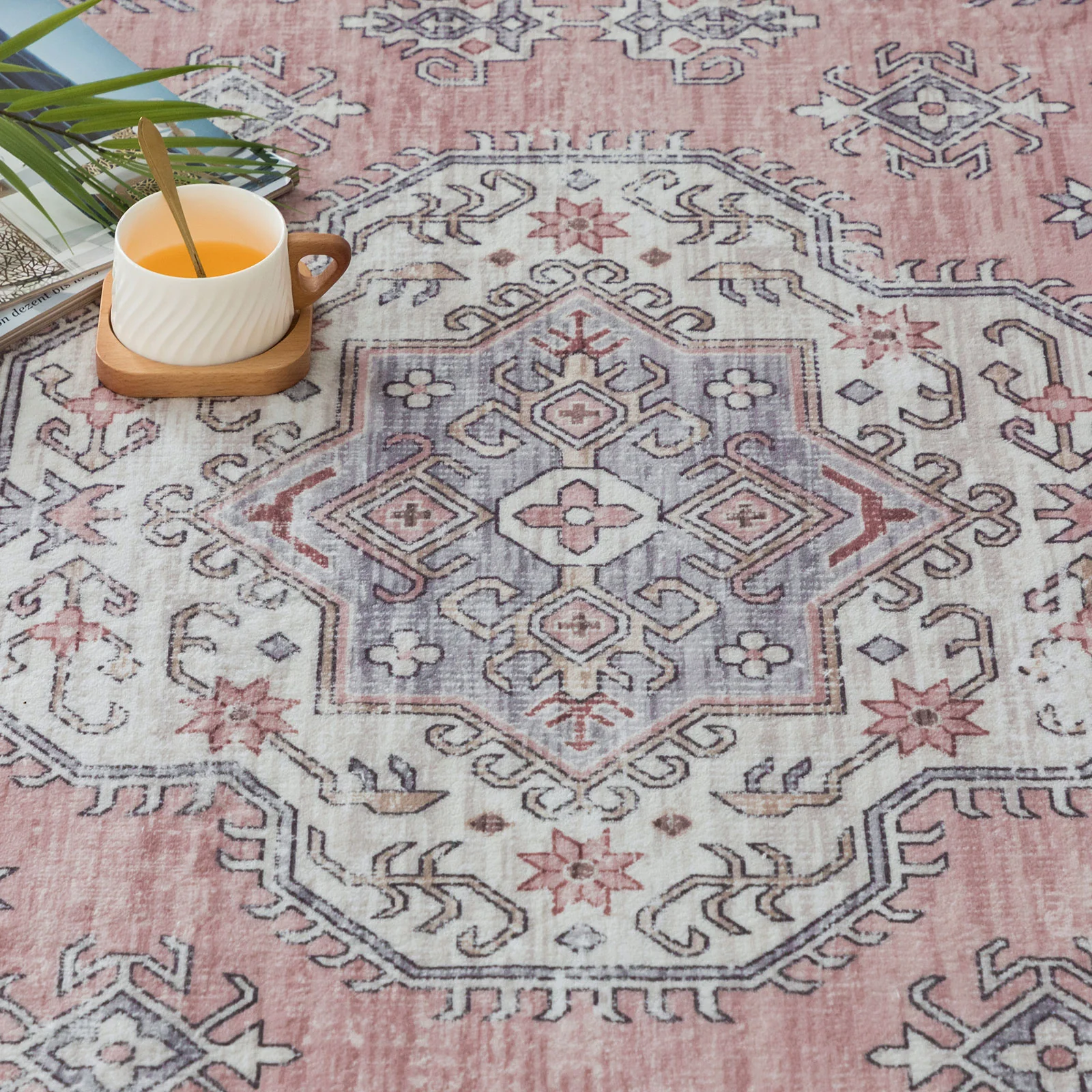 Flash Deal Extra Large Rug Pastels Pink Beautiful Tribal High Traffic Machine Washable Dense Carpet 6 Sizes - Image 17