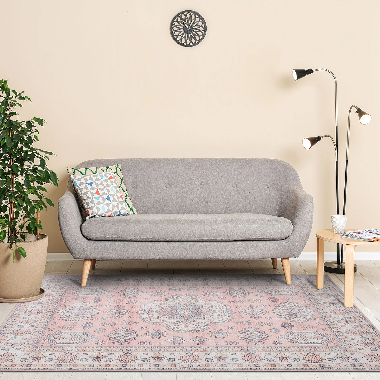 Flash Deal Extra Large Rug Pastels Pink Beautiful Tribal High Traffic Machine Washable Dense Carpet 6 Sizes - Image 4