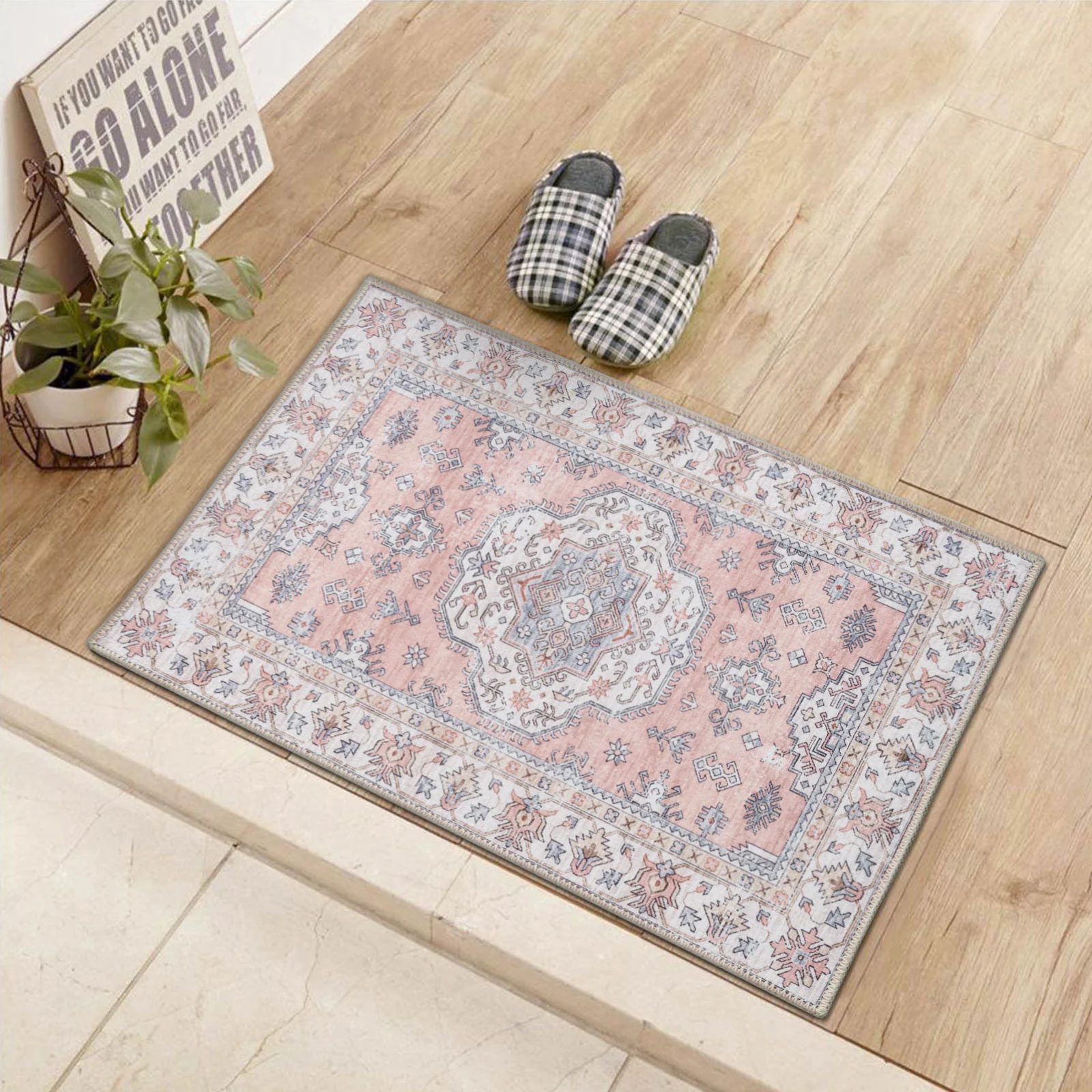 Flash Deal Extra Large Rug Pastels Pink Beautiful Tribal High Traffic Machine Washable Dense Carpet 6 Sizes - Image 8