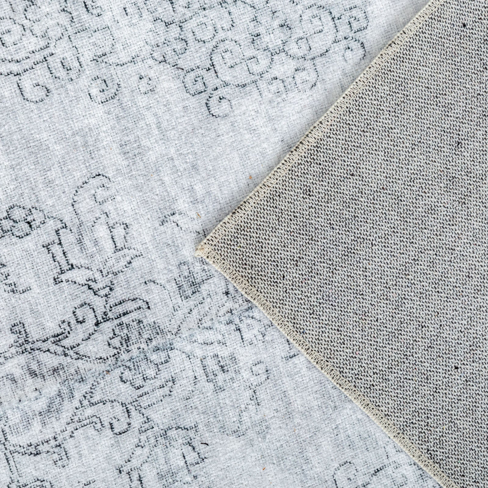 Large Rugs Light Grey Floral Distressed Medallion Carpet Machine Washable Mat Runner - Image 8
