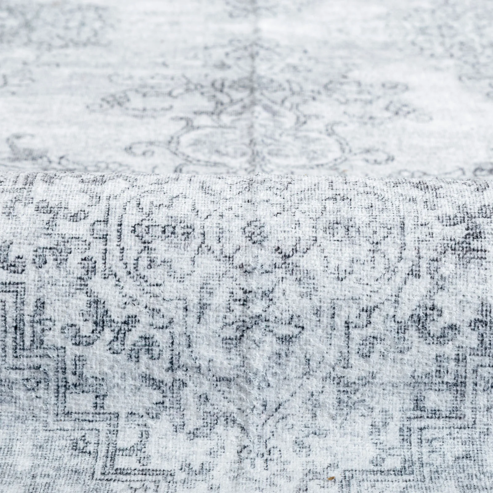 Large Rugs Light Grey Floral Distressed Medallion Carpet Machine Washable Mat Runner - Image 9