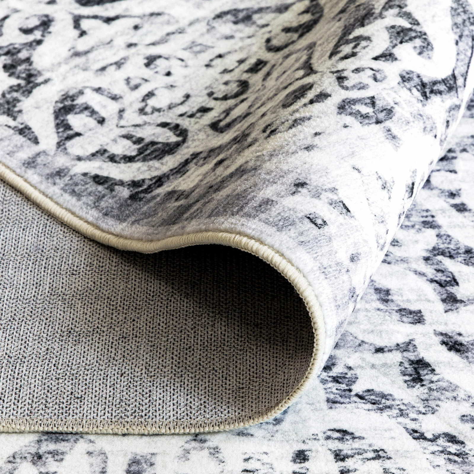 Light Grey Hallway Runner Soft Plush Washable Geometric Carpet Washable Rug - Image 6