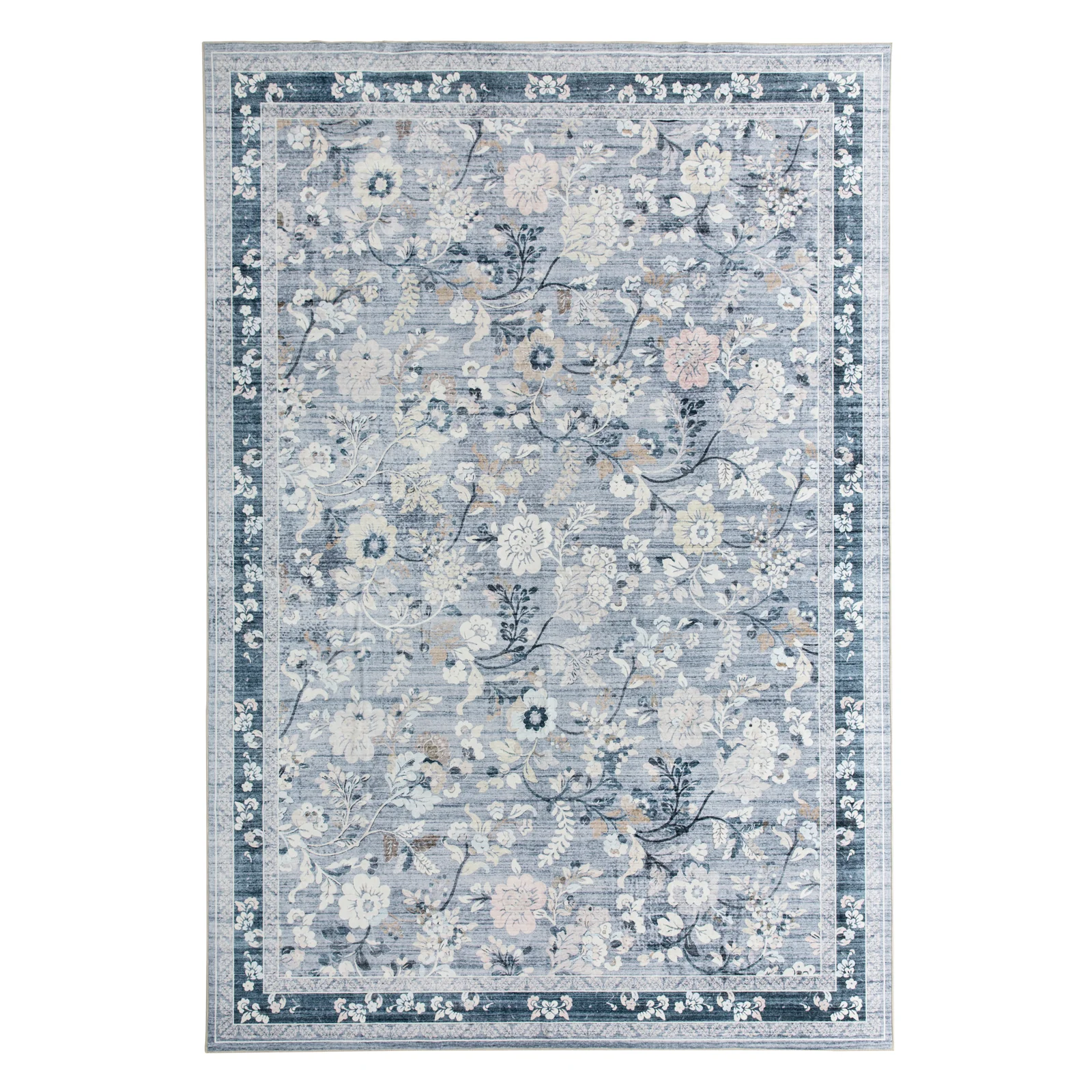 Clearance Extra Large Floor Rug Sky Blue Floral Leaves Lounges Carpet Machine Washable Tropical Mat Non Slip Soft Plush Rugs - Image 16