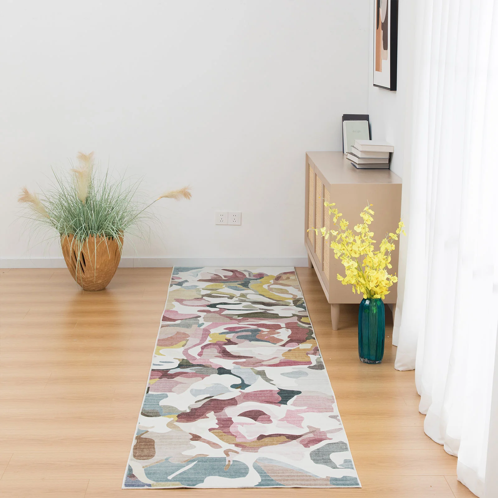 Pastel Pink Hall Runner Rug Non Slip Floor Rug Plush Modern Carpet 80x300cm - Image 2