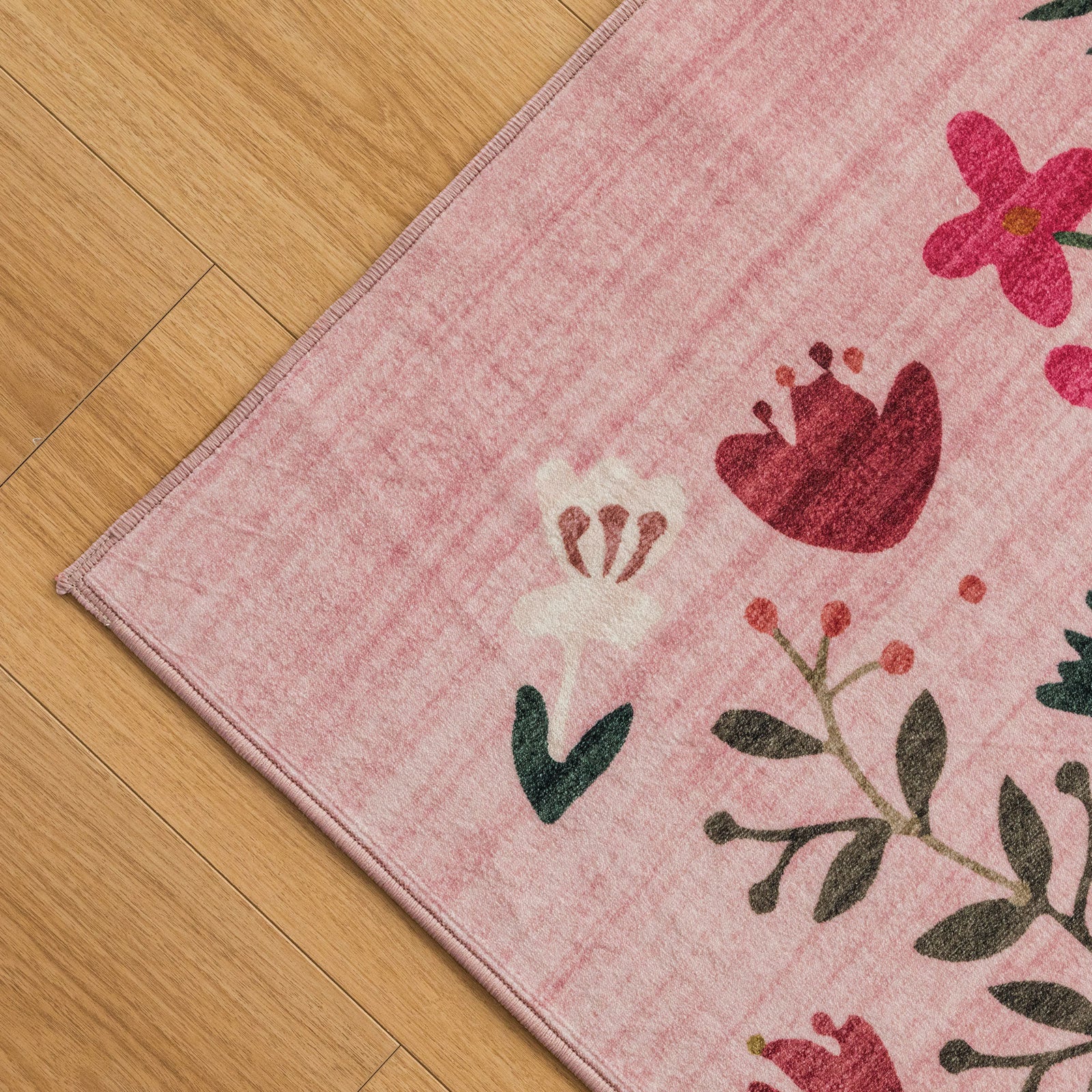Peach Pink Hallway Runner Machine Washable Jungle Pattern Rugs Non Slip Rug Mat 80x300cm - Image 3