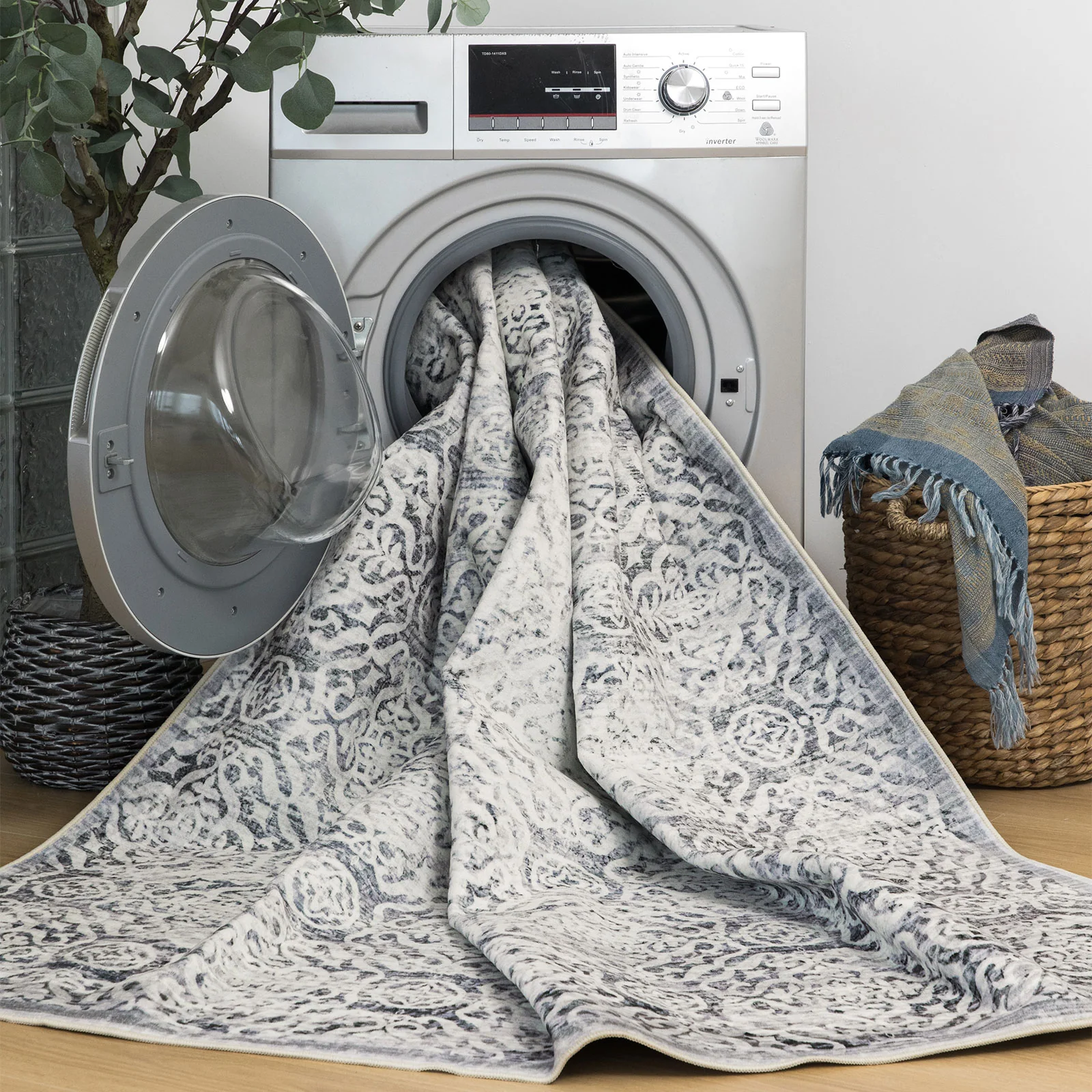 Extra Large Floor Rug Light Grey Plush Warm Geometric Diamond Carpet Machine Washable Runner - Image 12