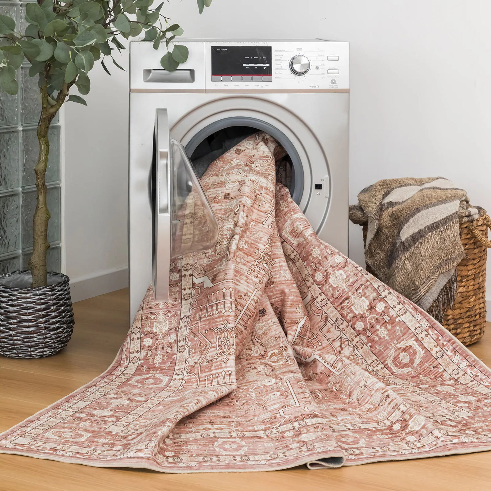 Clearance Extra Large Rug Terracotta Beautiful Tribal Distressed Lounges Carpet Machine Washable Mat - Image 20