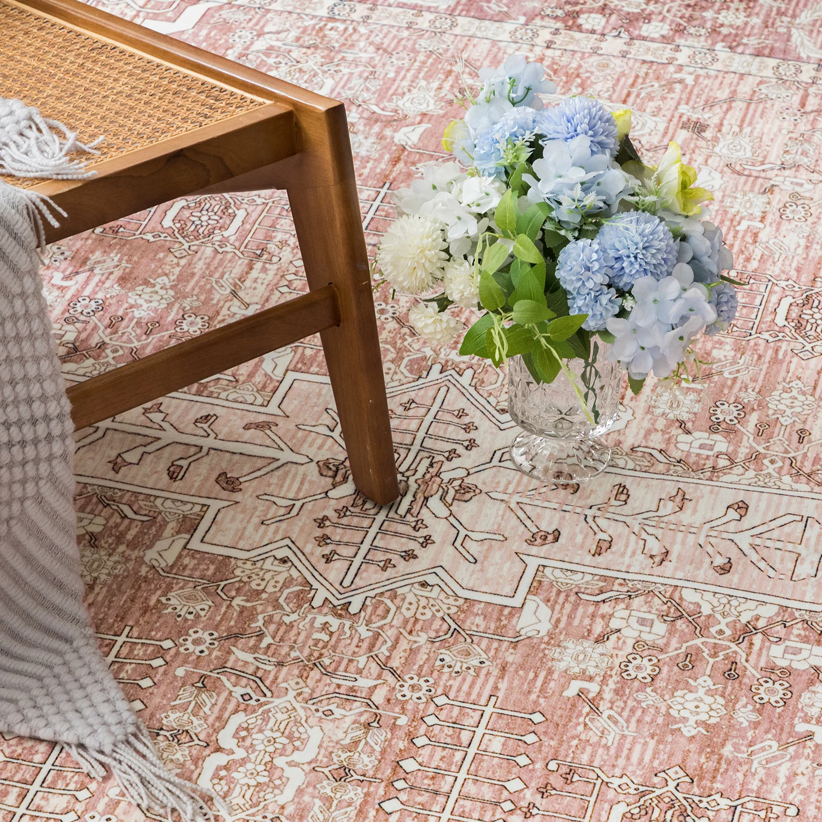 Clearance Extra Large Rug Terracotta Beautiful Tribal Distressed Lounges Carpet Machine Washable Mat - Image 3