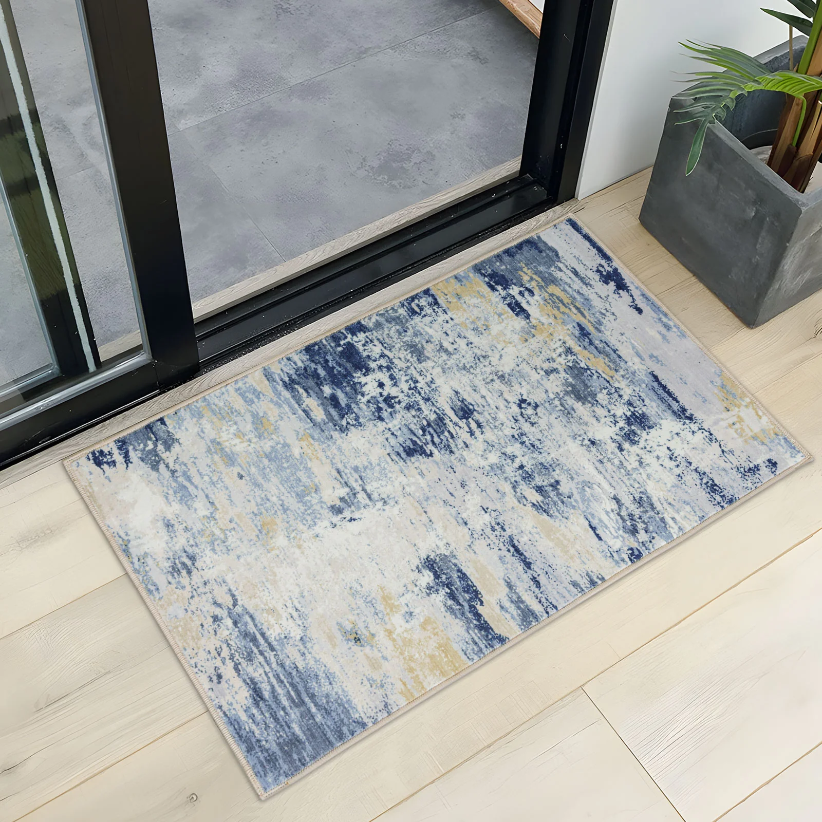Extra Large Rug Blue Ivory Beige Plush Soft Abstract Carpet Hallway Runner Machine Washable Mat - Image 17