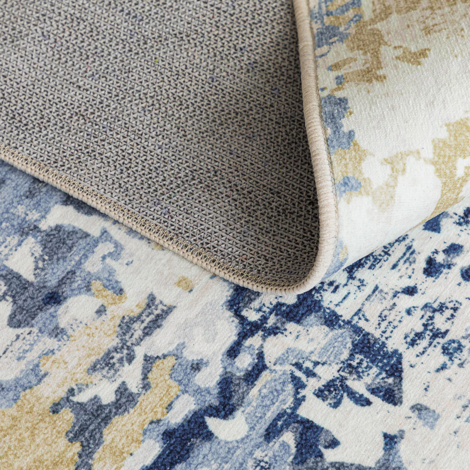 Extra Large Rug Blue Ivory Beige Plush Soft Abstract Carpet Hallway Runner Machine Washable Mat - Image 25