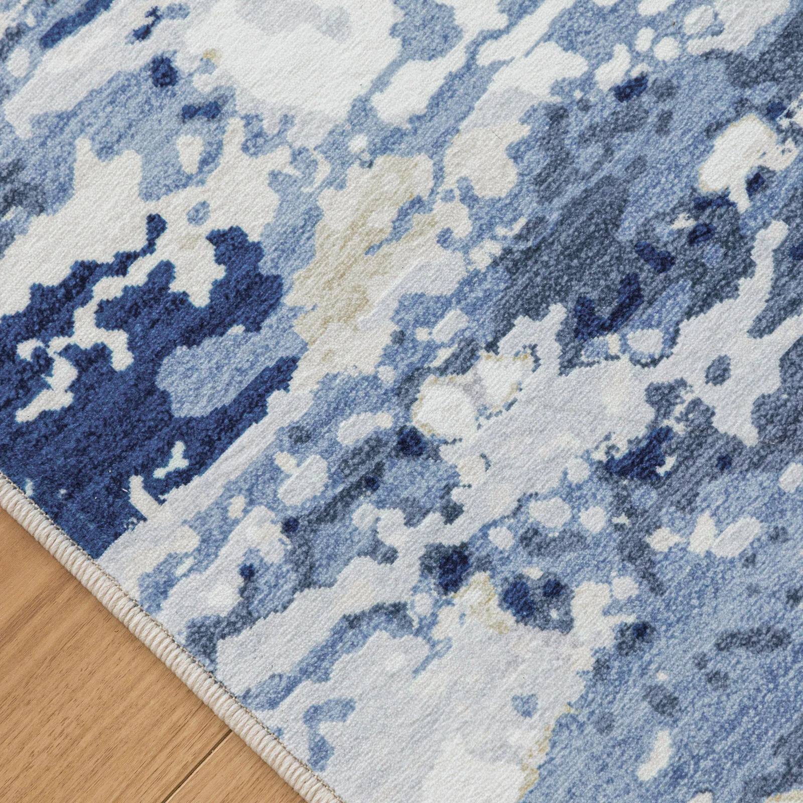 Extra Large Rug Blue Ivory Beige Plush Soft Abstract Carpet Hallway Runner Machine Washable Mat - Image 26